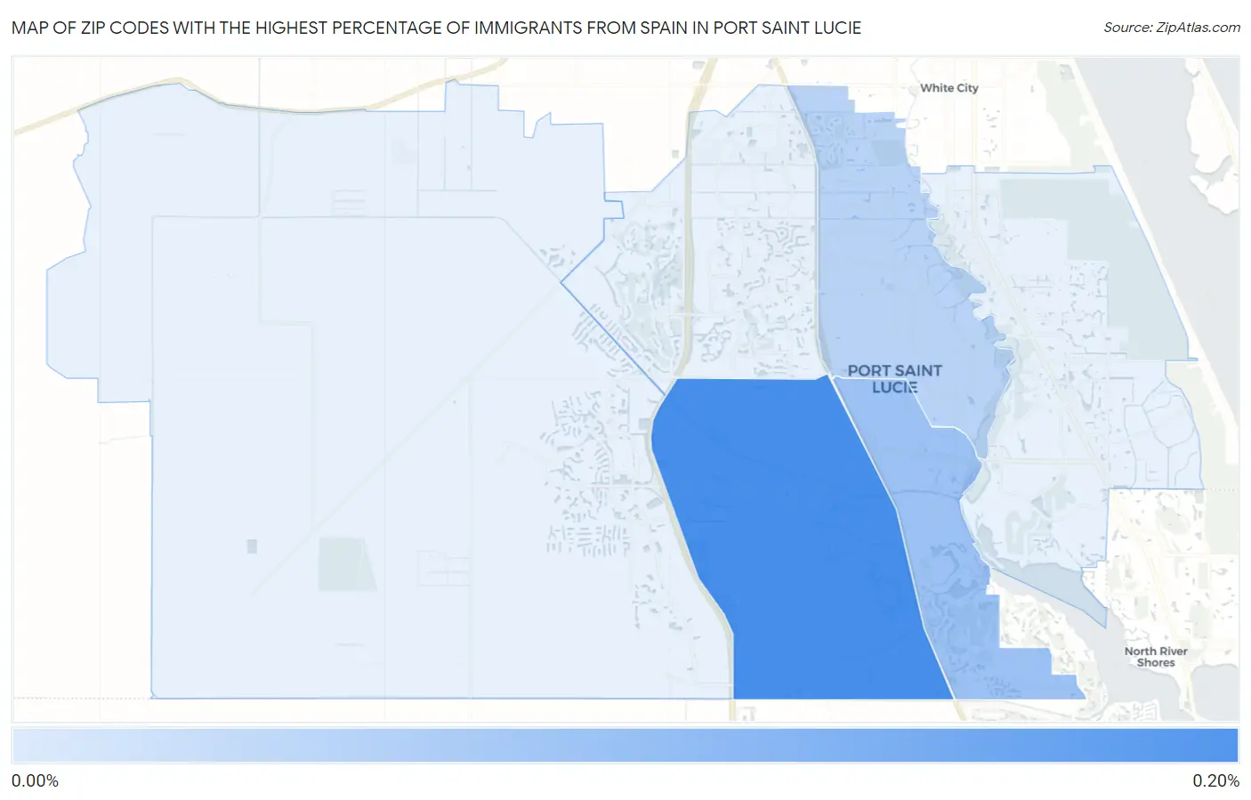 Zip Codes with the Highest Percentage of Immigrants from Spain in Port Saint Lucie Map