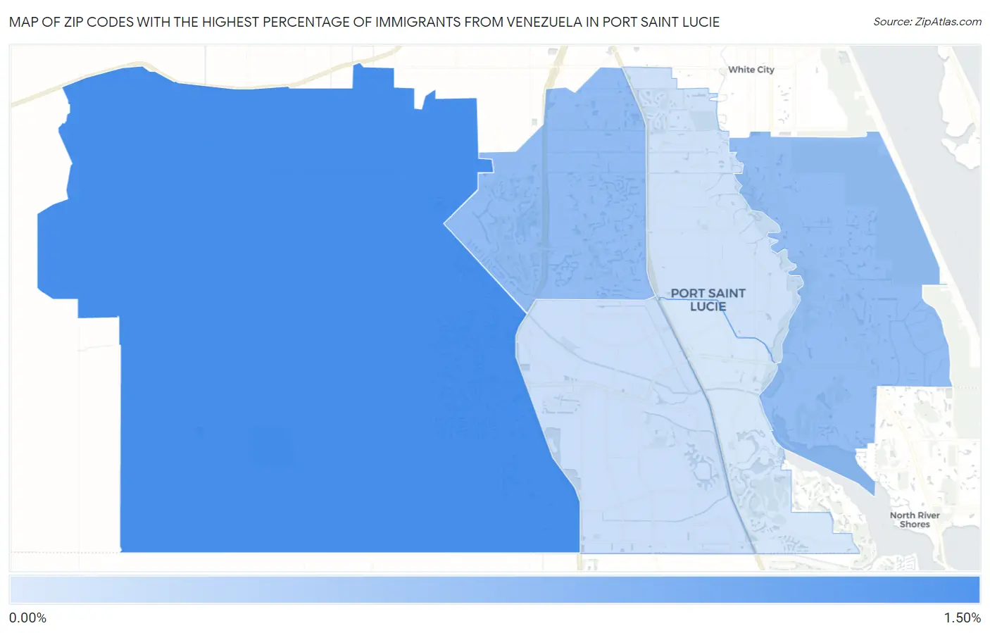 Zip Codes with the Highest Percentage of Immigrants from Venezuela in Port Saint Lucie Map