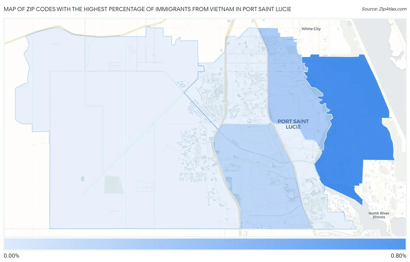 Zip Codes with the Highest Percentage of Immigrants from Vietnam in Port Saint Lucie Map
