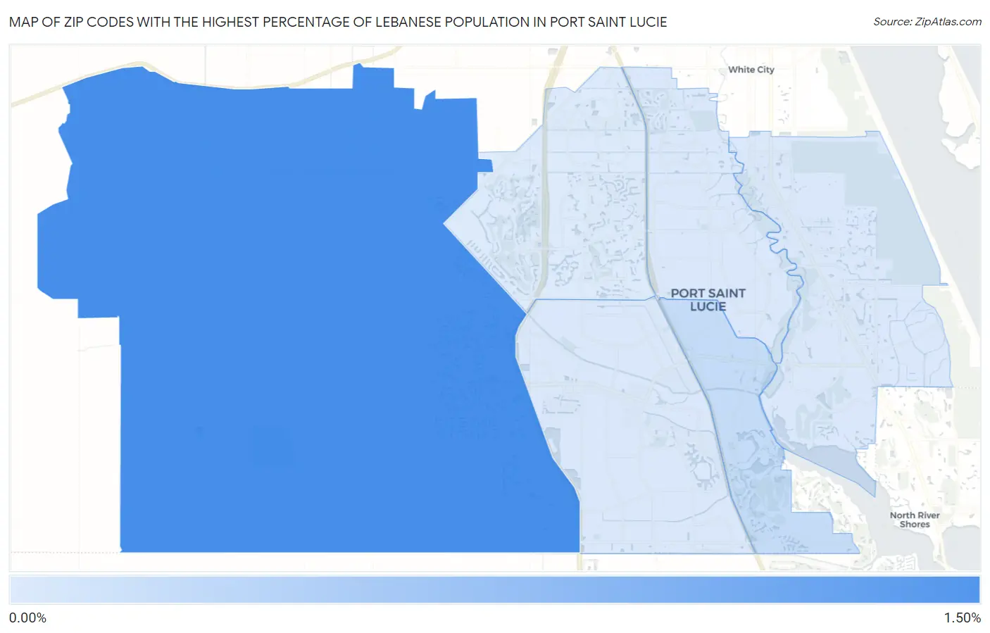 Zip Codes with the Highest Percentage of Lebanese Population in Port Saint Lucie Map