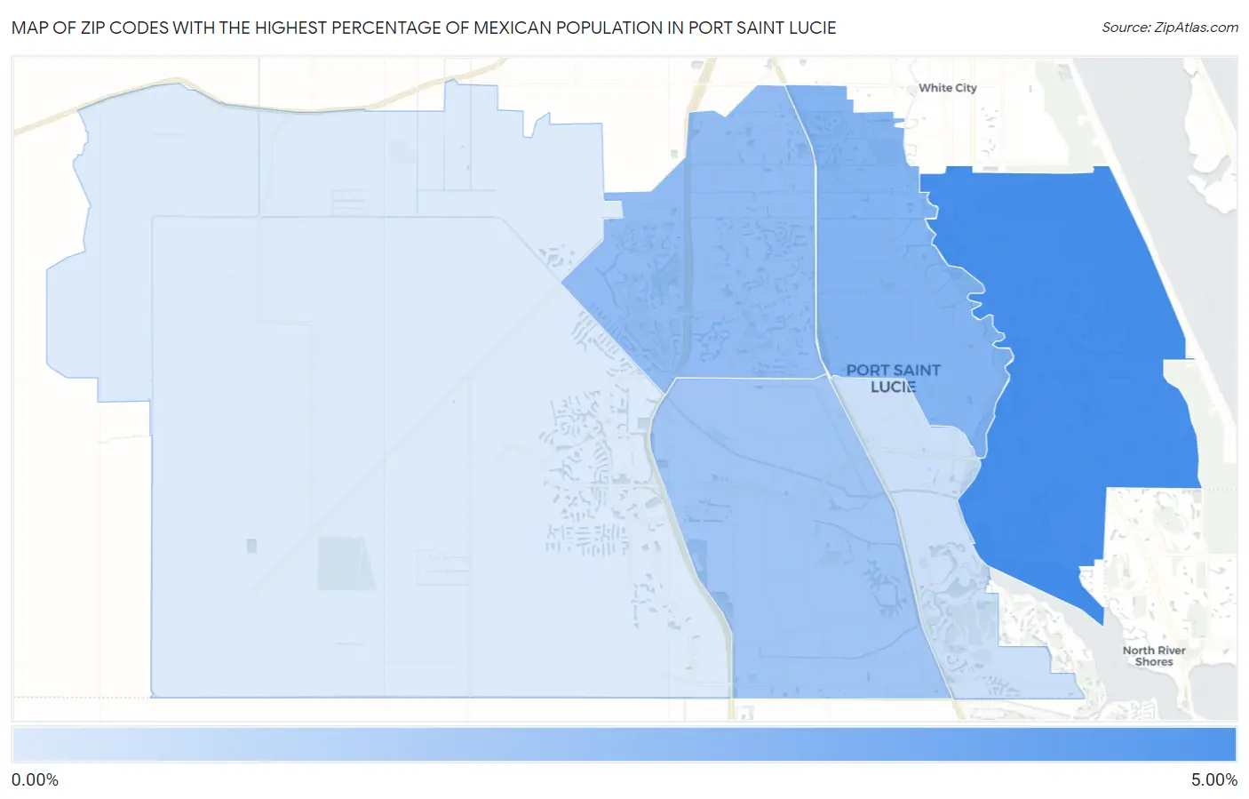 Zip Codes with the Highest Percentage of Mexican Population in Port Saint Lucie Map