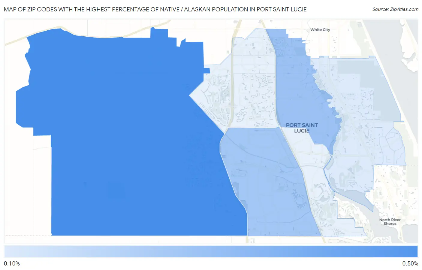 Zip Codes with the Highest Percentage of Native / Alaskan Population in Port Saint Lucie Map