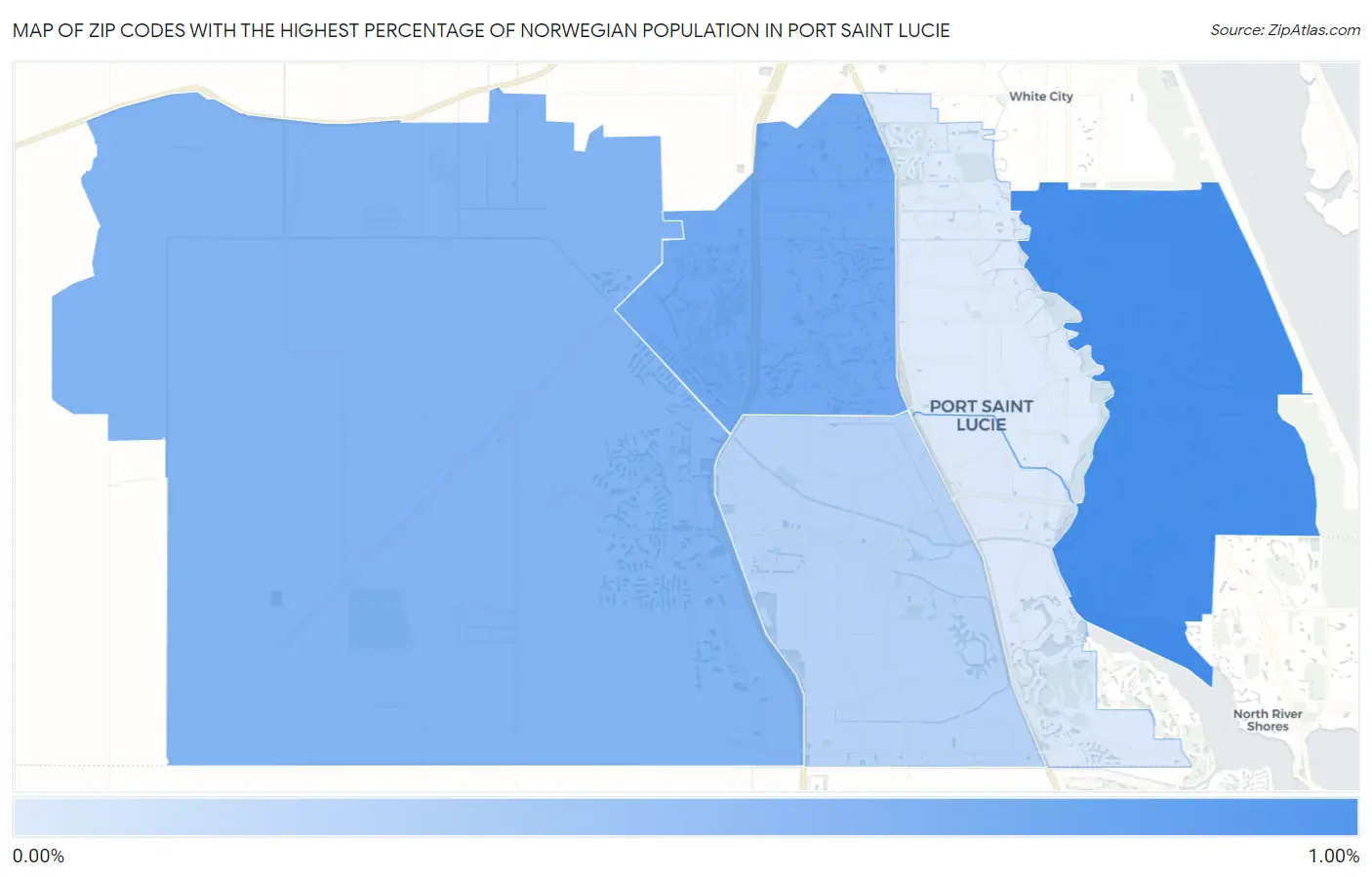Zip Codes with the Highest Percentage of Norwegian Population in Port Saint Lucie Map
