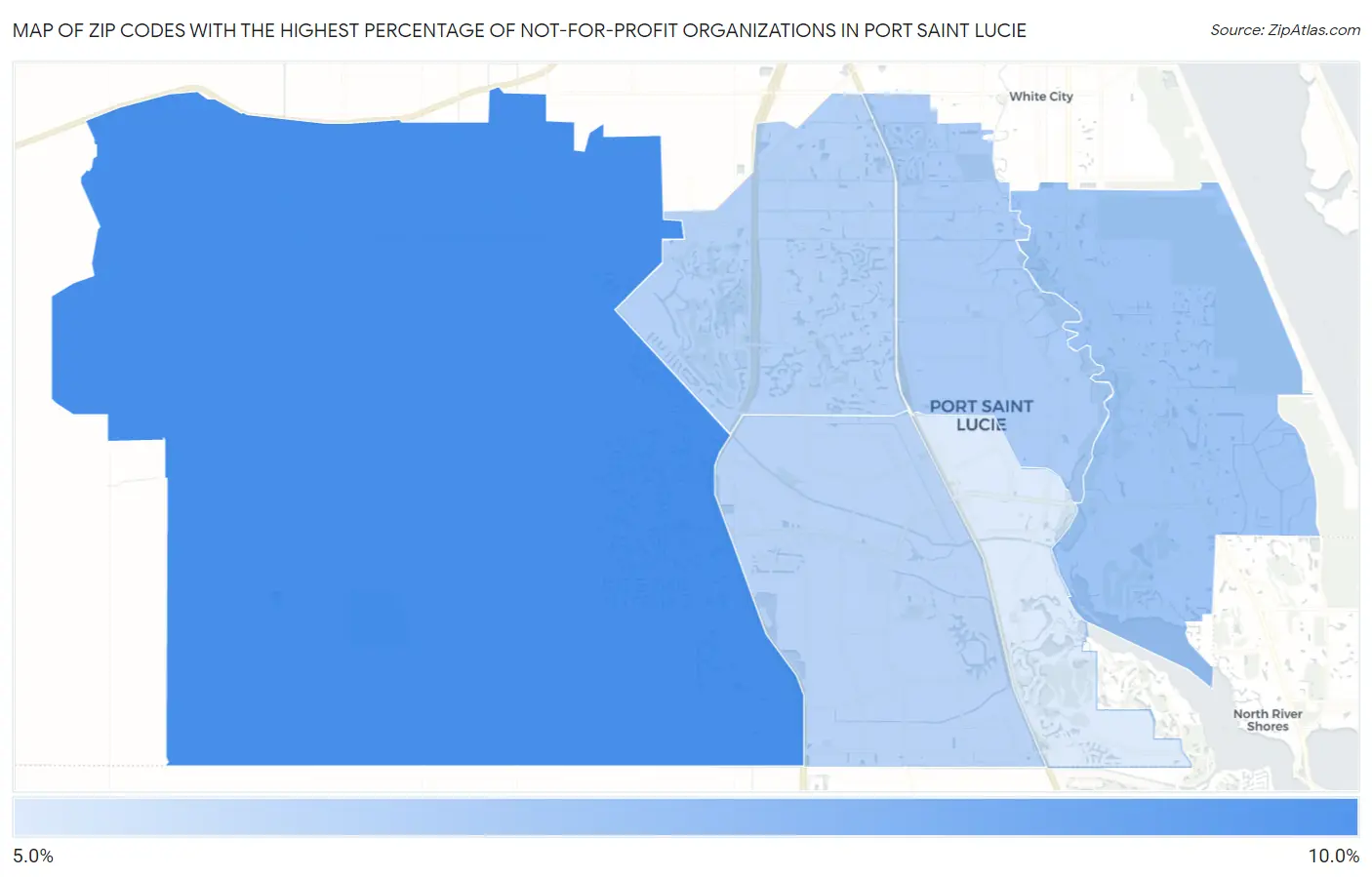 Zip Codes with the Highest Percentage of Not-for-profit Organizations in Port Saint Lucie Map