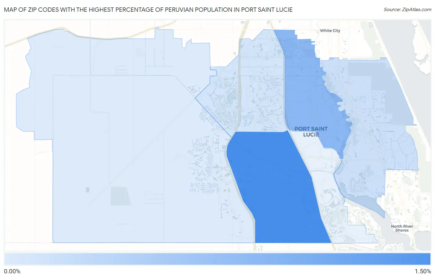 Zip Codes with the Highest Percentage of Peruvian Population in Port Saint Lucie Map
