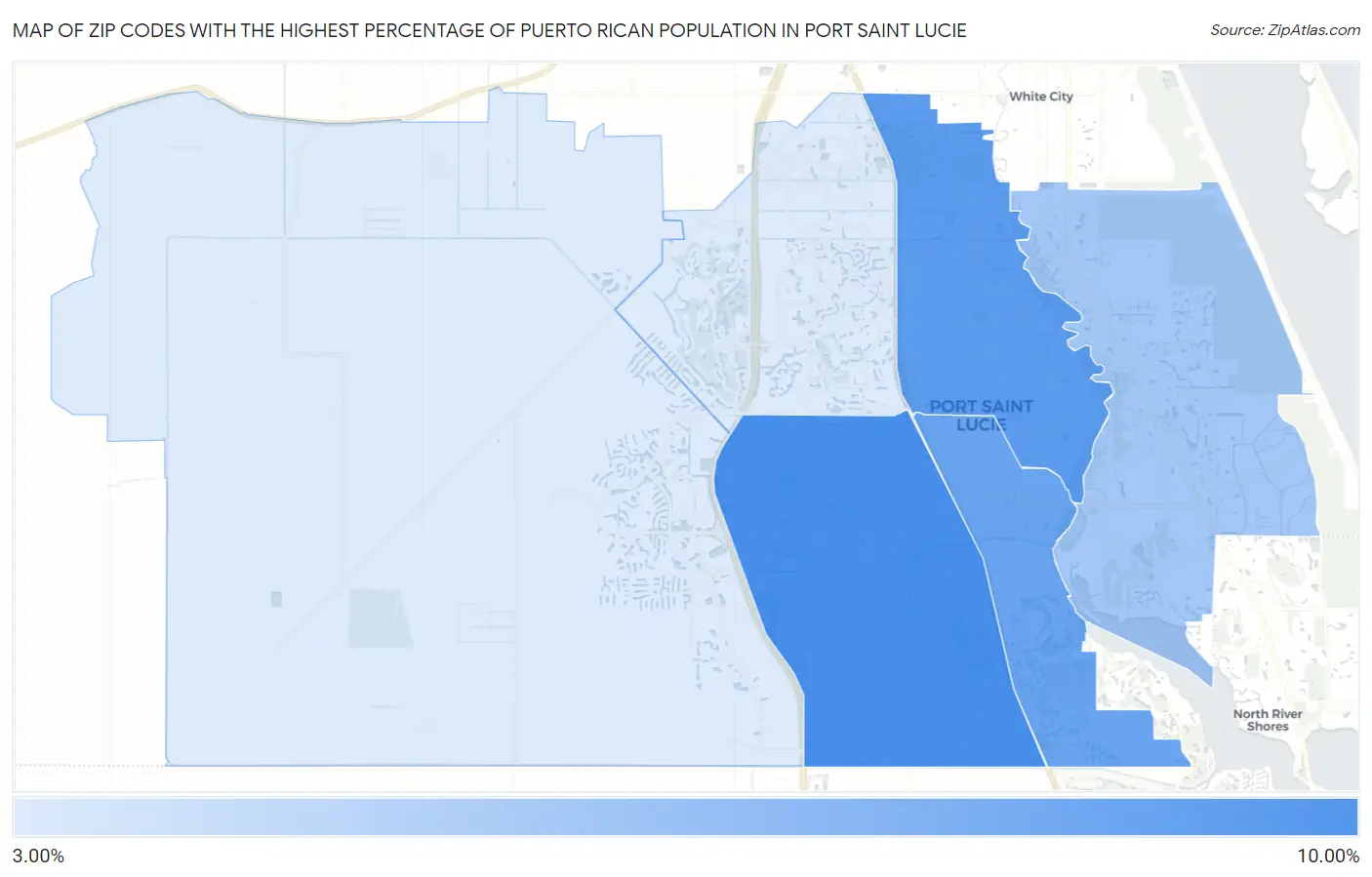 Zip Codes with the Highest Percentage of Puerto Rican Population in Port Saint Lucie Map