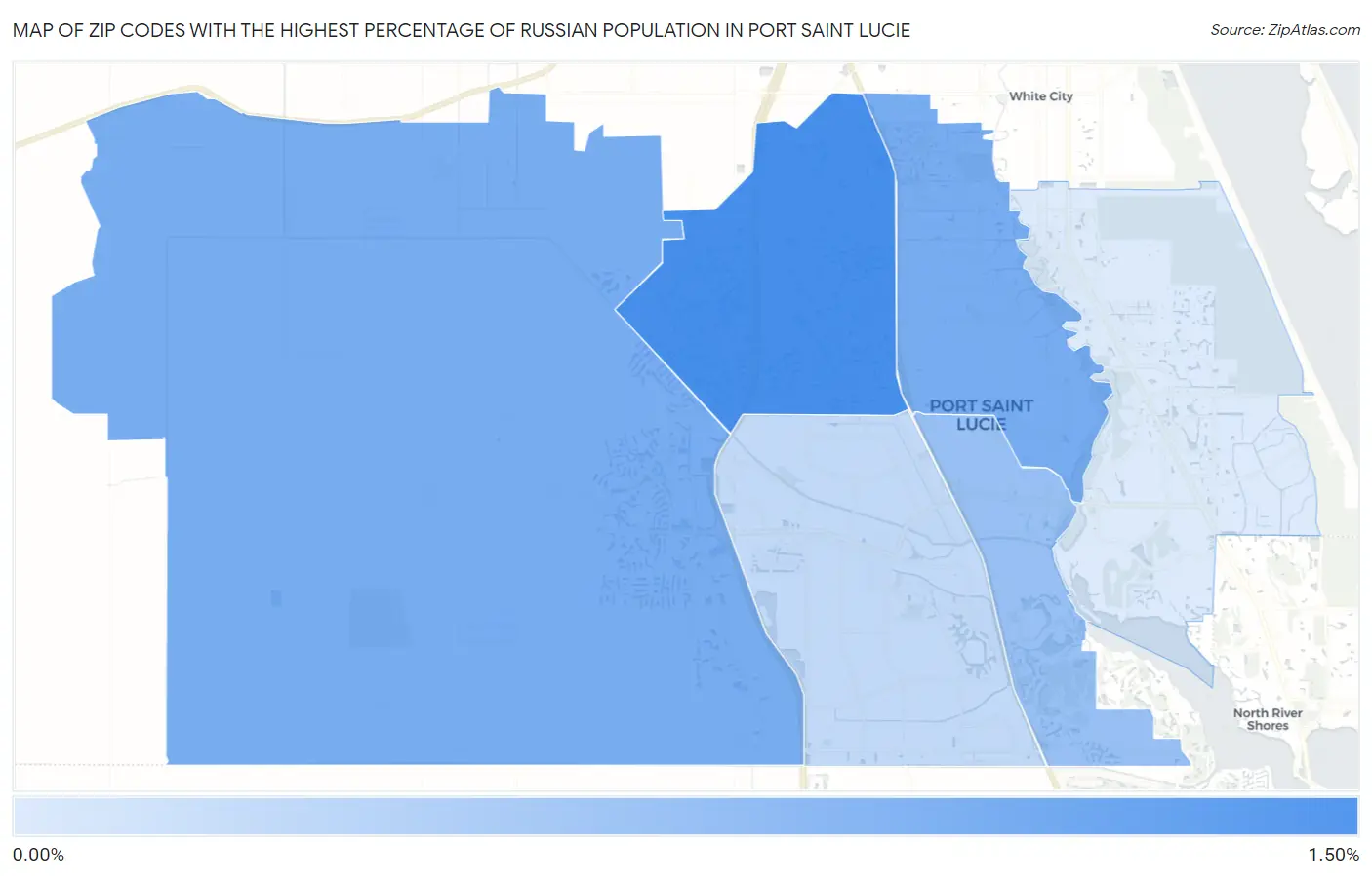 Zip Codes with the Highest Percentage of Russian Population in Port Saint Lucie Map