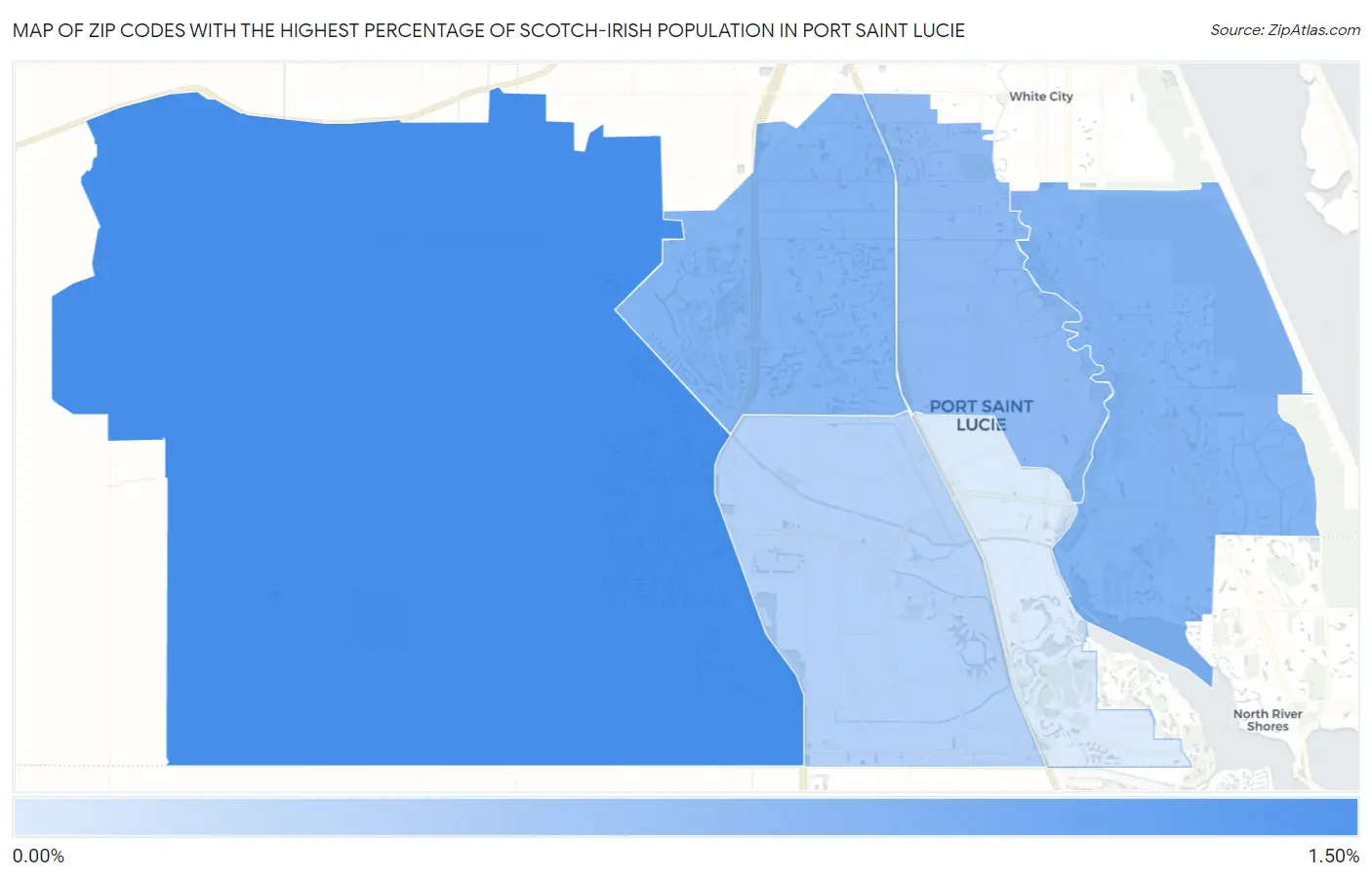 Zip Codes with the Highest Percentage of Scotch-Irish Population in Port Saint Lucie Map