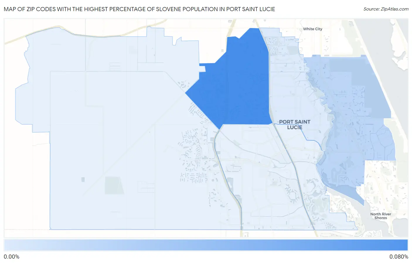 Zip Codes with the Highest Percentage of Slovene Population in Port Saint Lucie Map