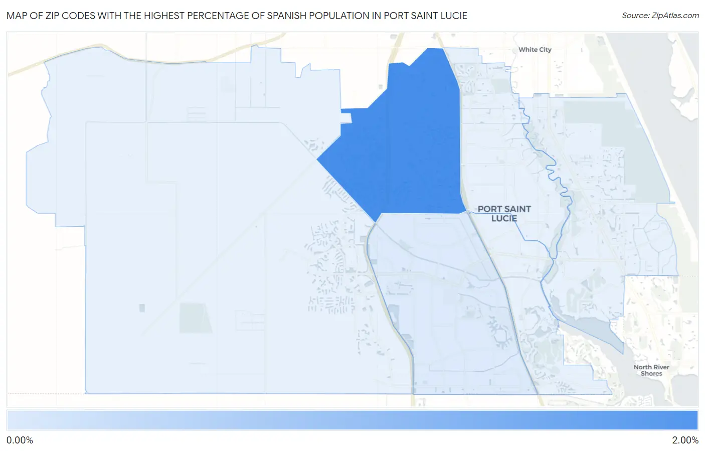 Zip Codes with the Highest Percentage of Spanish Population in Port Saint Lucie Map