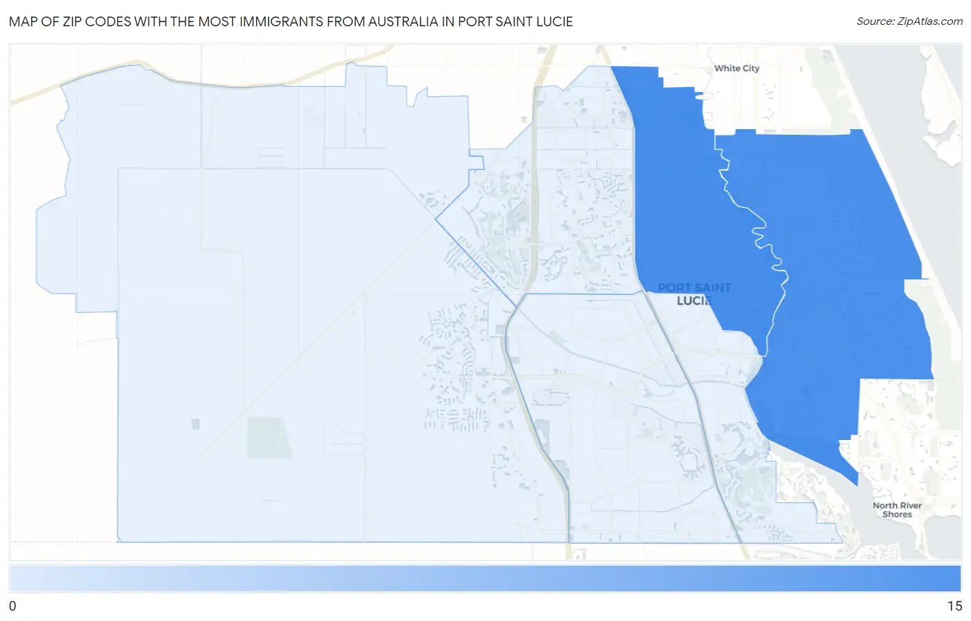 Zip Codes with the Most Immigrants from Australia in Port Saint Lucie Map