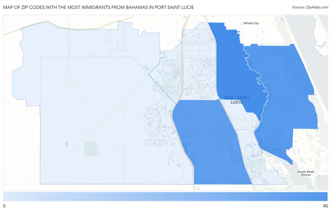 Zip Codes with the Most Immigrants from Bahamas in Port Saint Lucie Map