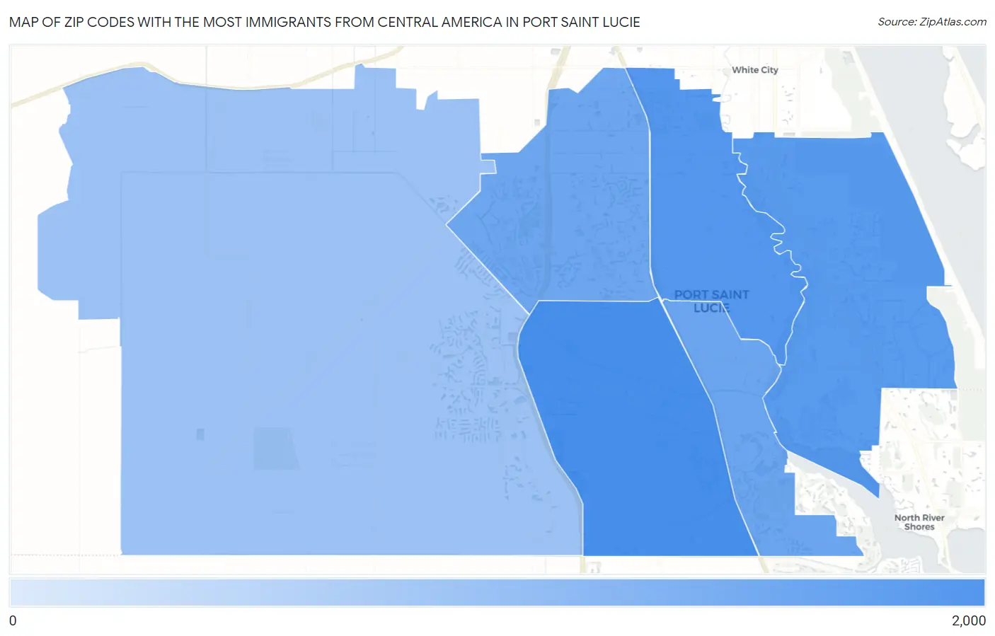 Zip Codes with the Most Immigrants from Central America in Port Saint Lucie Map