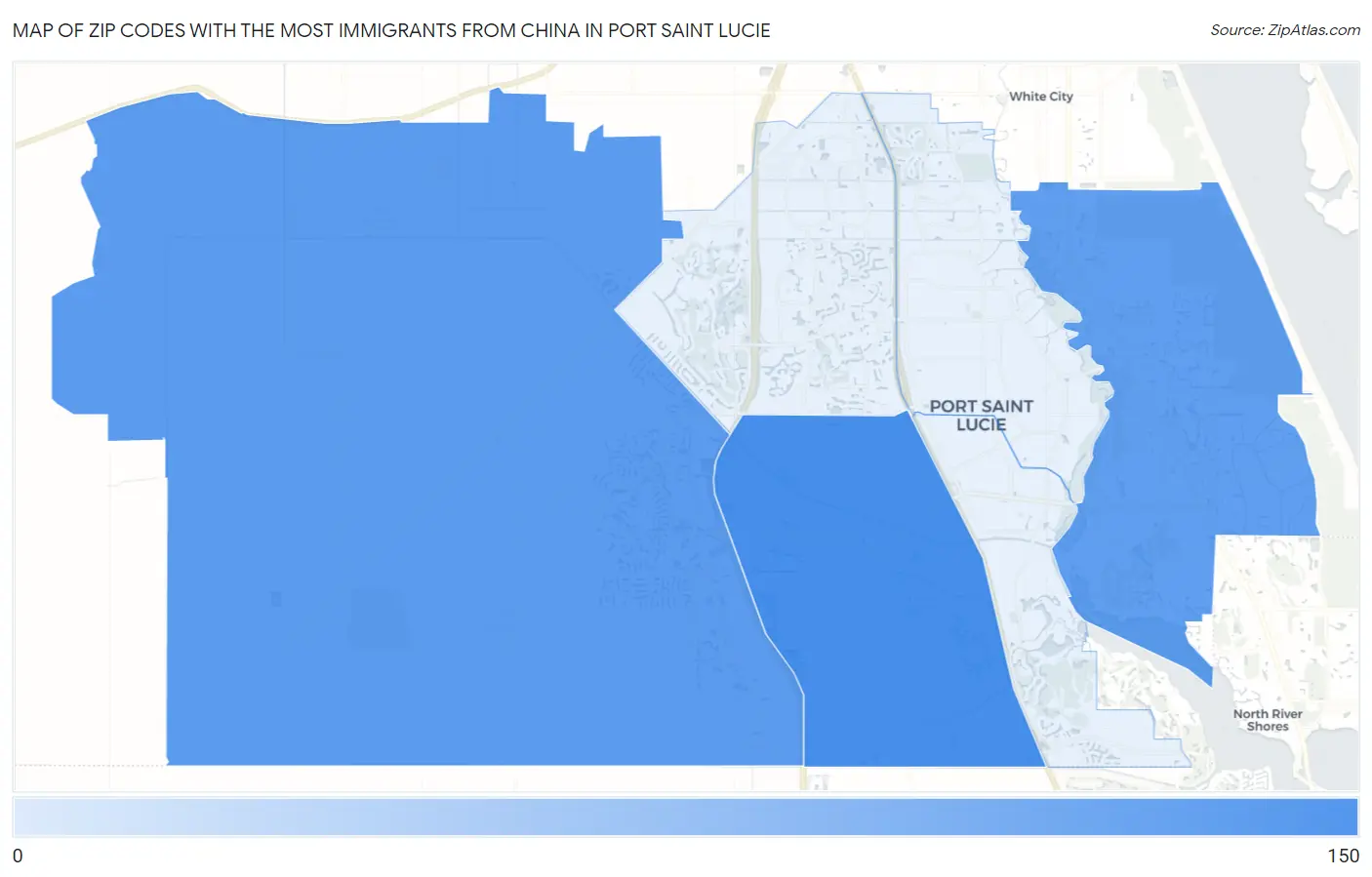 Zip Codes with the Most Immigrants from China in Port Saint Lucie Map