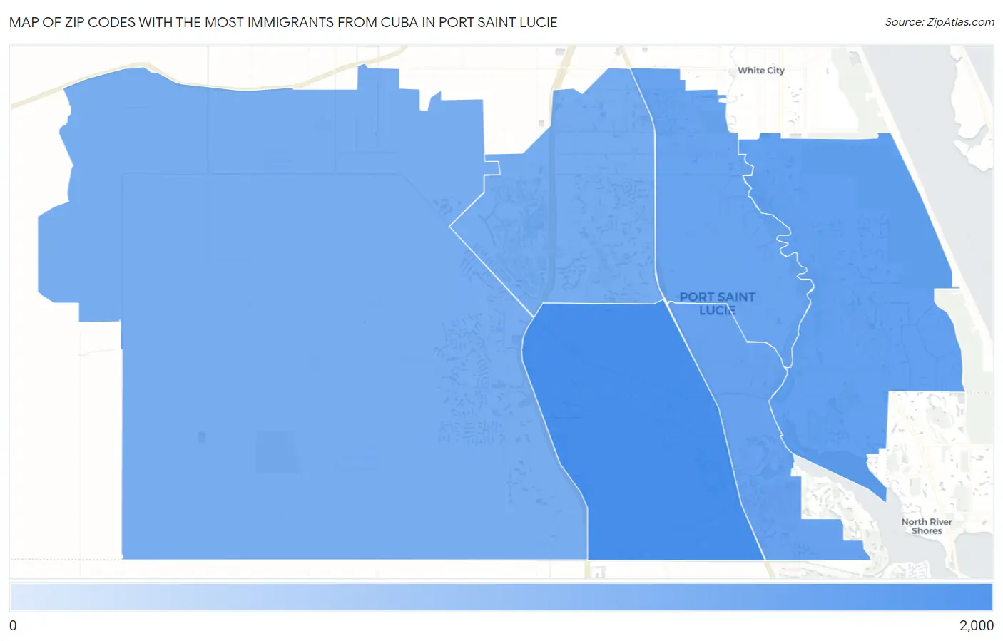 Zip Codes with the Most Immigrants from Cuba in Port Saint Lucie Map