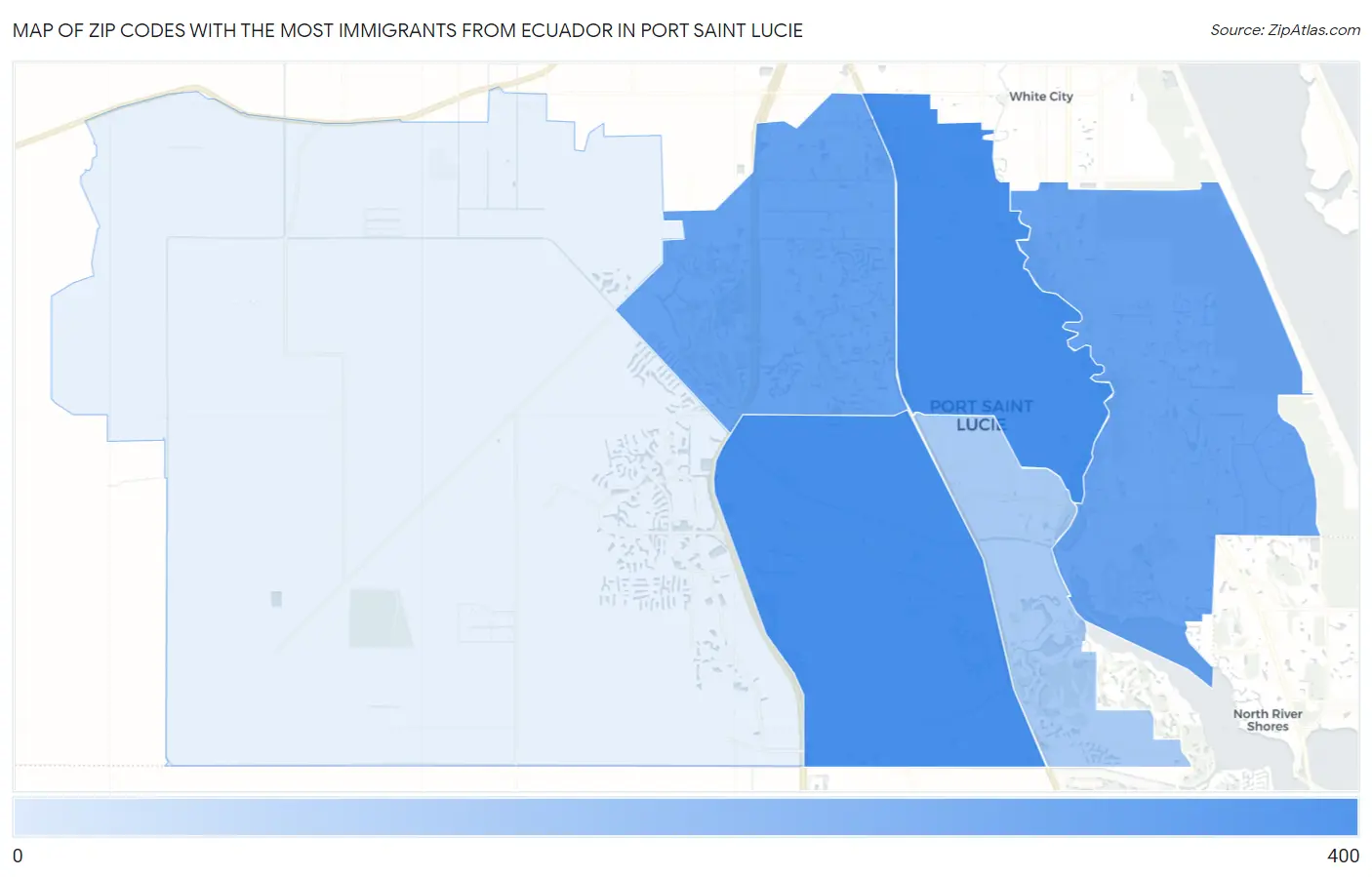 Zip Codes with the Most Immigrants from Ecuador in Port Saint Lucie Map