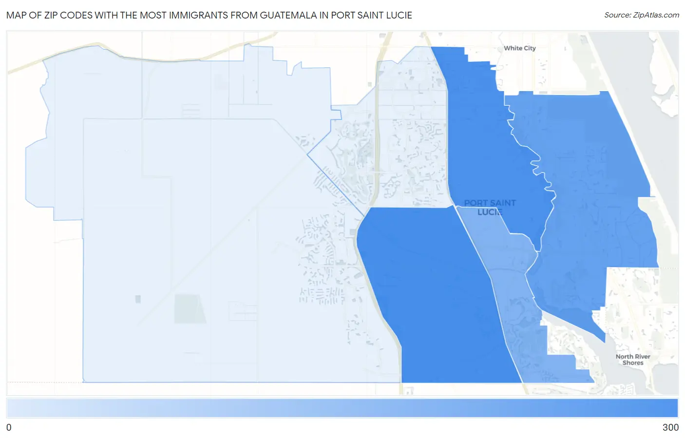 Zip Codes with the Most Immigrants from Guatemala in Port Saint Lucie Map
