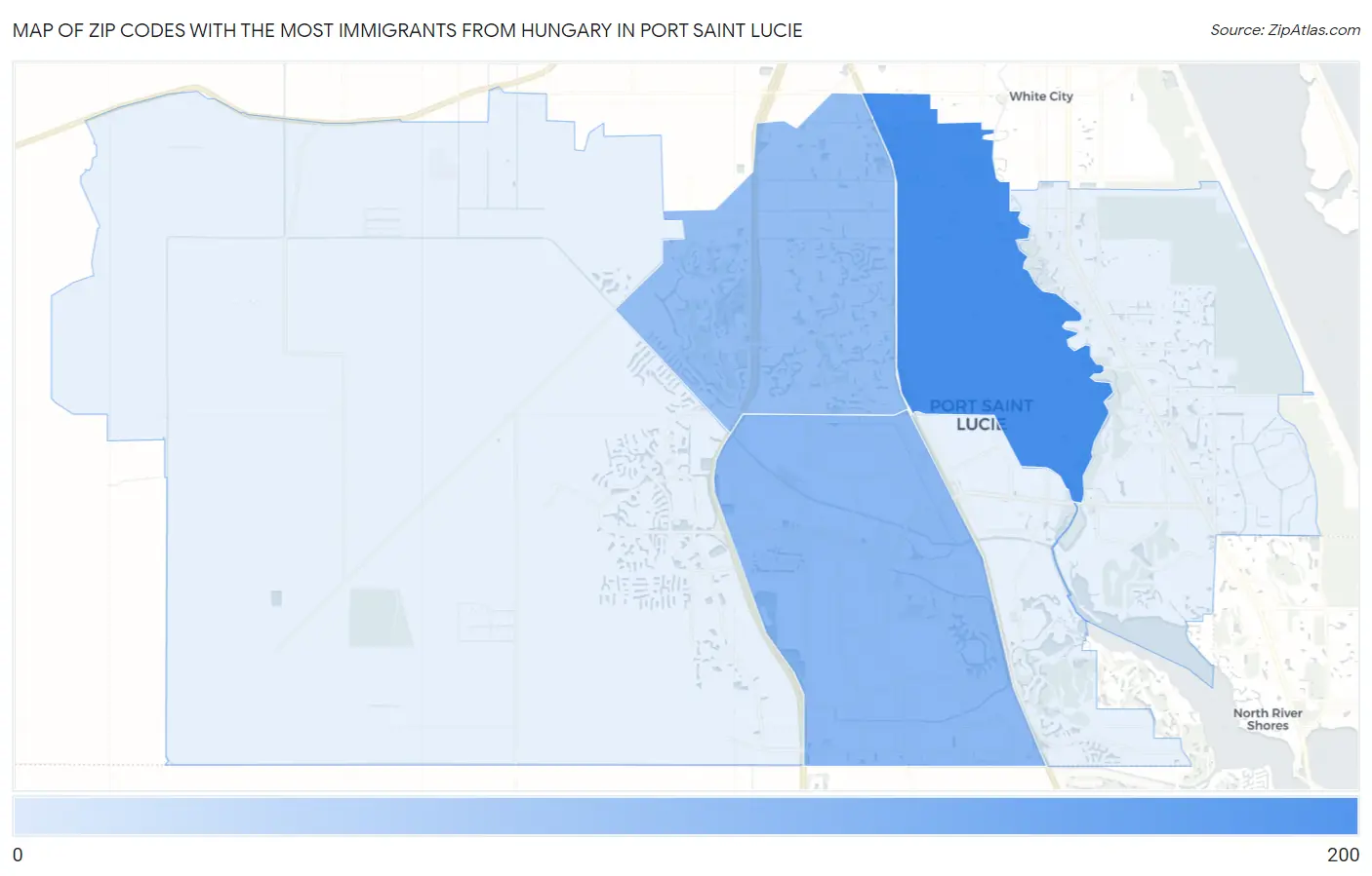 Zip Codes with the Most Immigrants from Hungary in Port Saint Lucie Map