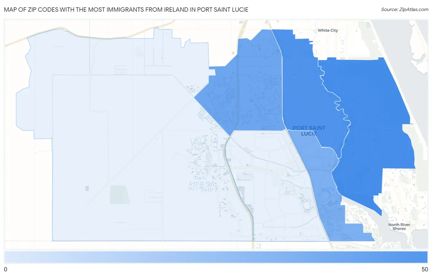 Zip Codes with the Most Immigrants from Ireland in Port Saint Lucie Map