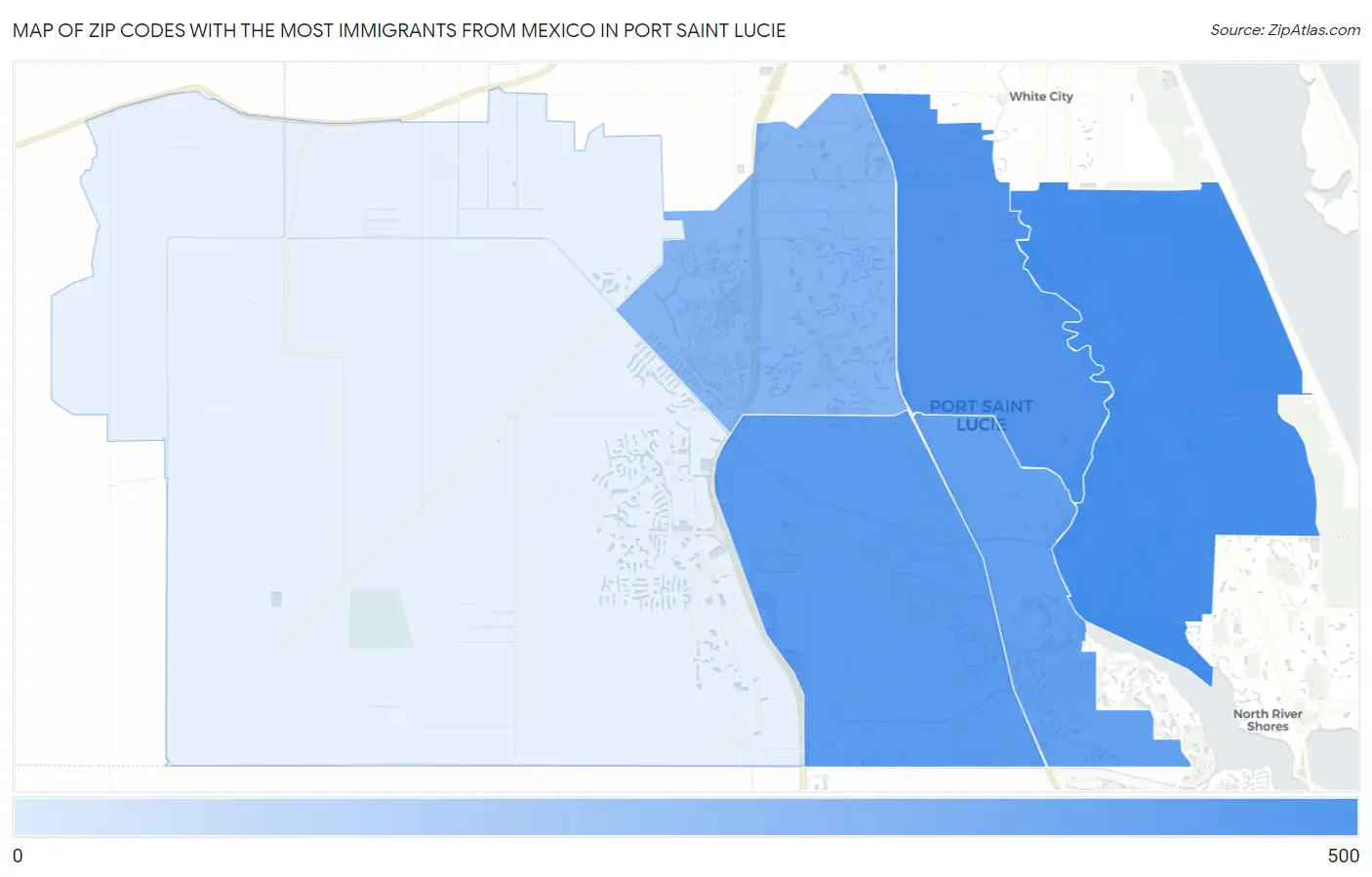Zip Codes with the Most Immigrants from Mexico in Port Saint Lucie Map