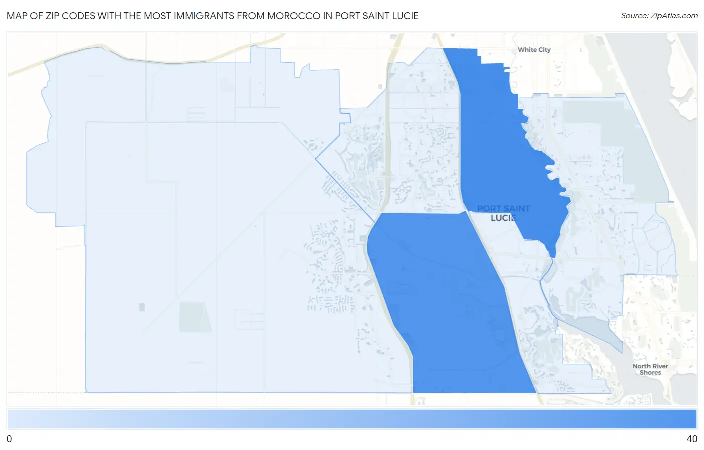 Zip Codes with the Most Immigrants from Morocco in Port Saint Lucie Map