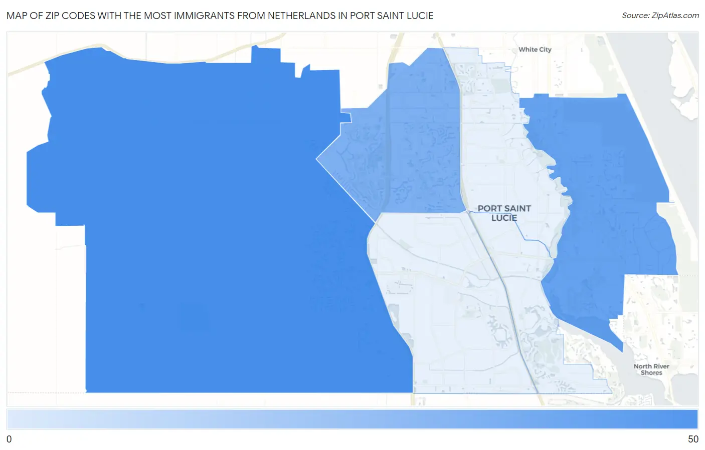 Zip Codes with the Most Immigrants from Netherlands in Port Saint Lucie Map