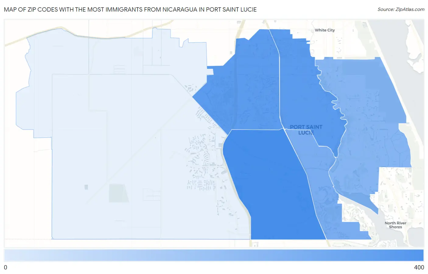 Zip Codes with the Most Immigrants from Nicaragua in Port Saint Lucie Map