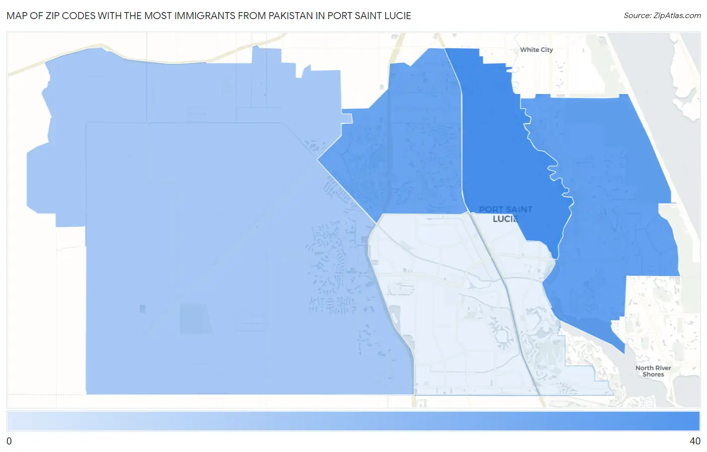 Zip Codes with the Most Immigrants from Pakistan in Port Saint Lucie Map