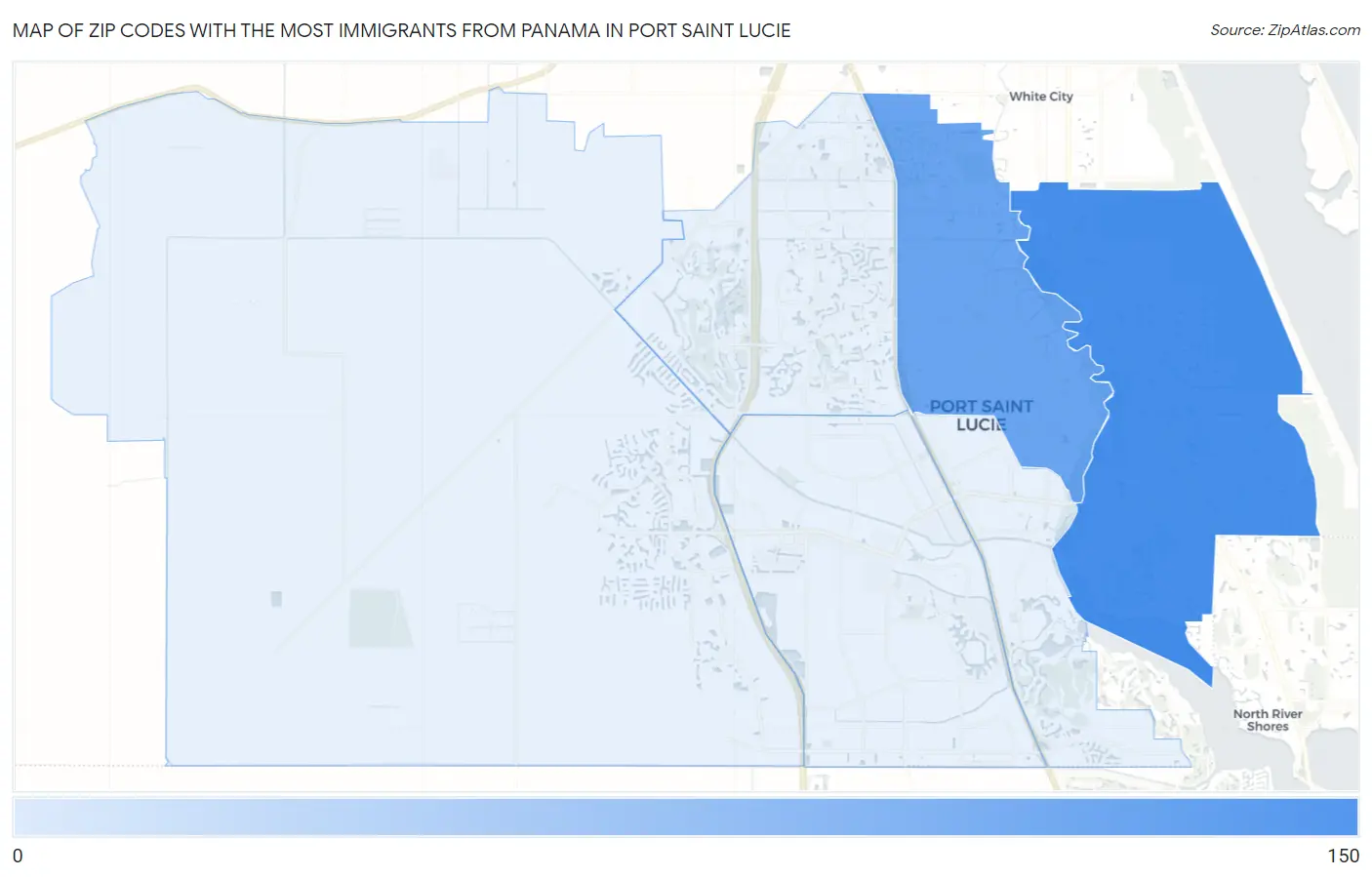 Zip Codes with the Most Immigrants from Panama in Port Saint Lucie Map