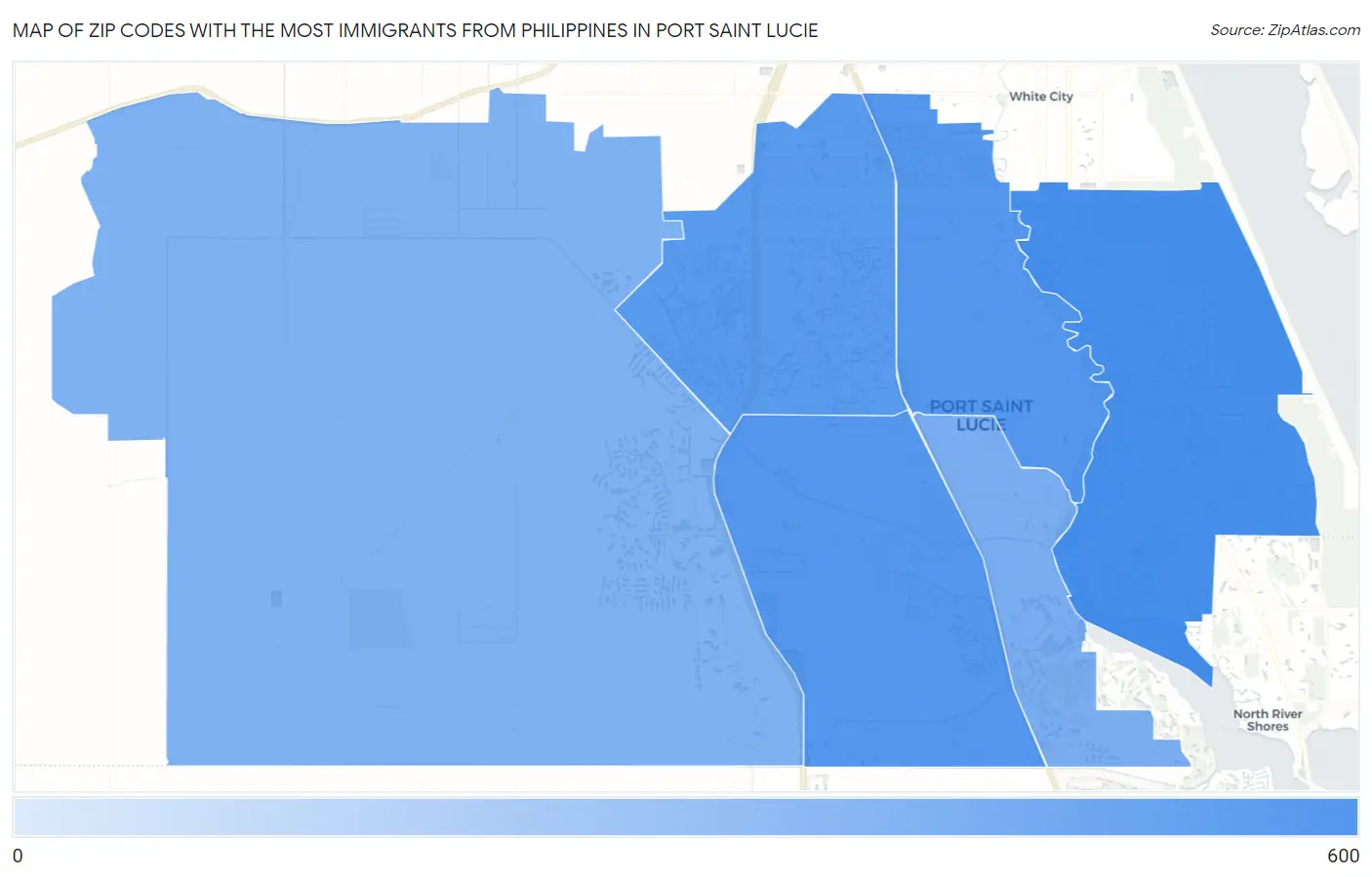 Zip Codes with the Most Immigrants from Philippines in Port Saint Lucie Map