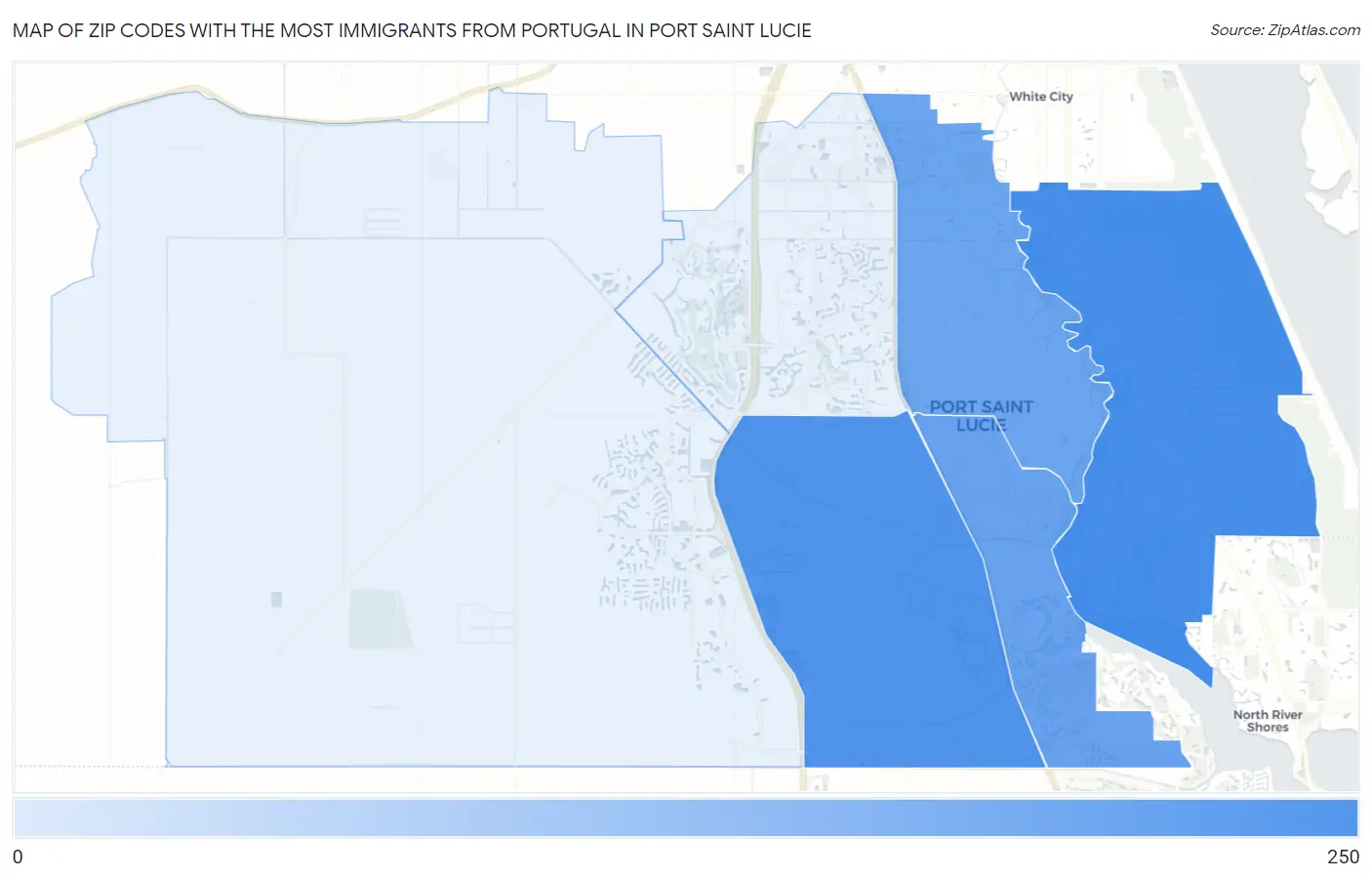 Zip Codes with the Most Immigrants from Portugal in Port Saint Lucie Map