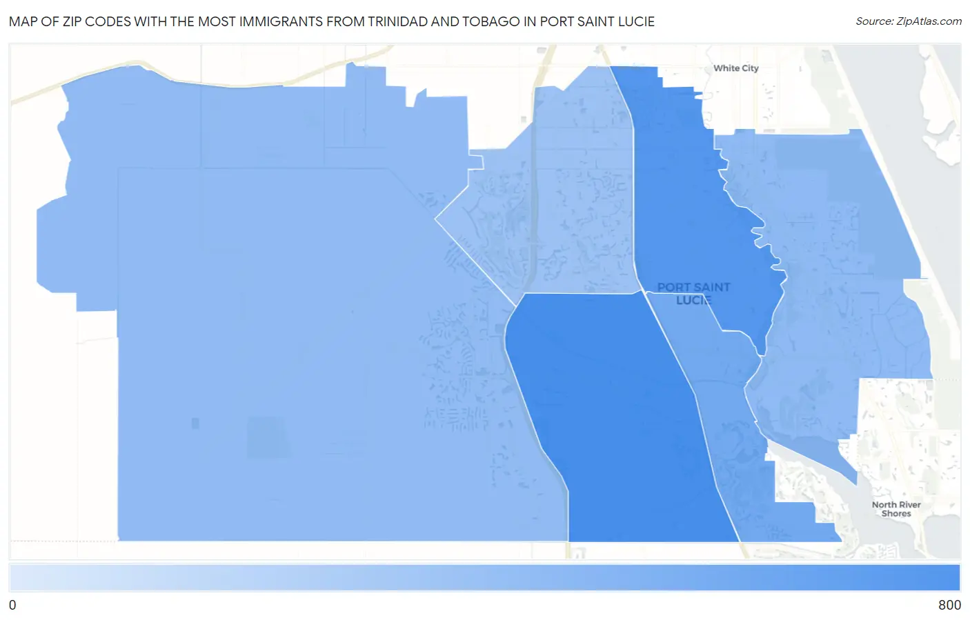 Zip Codes with the Most Immigrants from Trinidad and Tobago in Port Saint Lucie Map