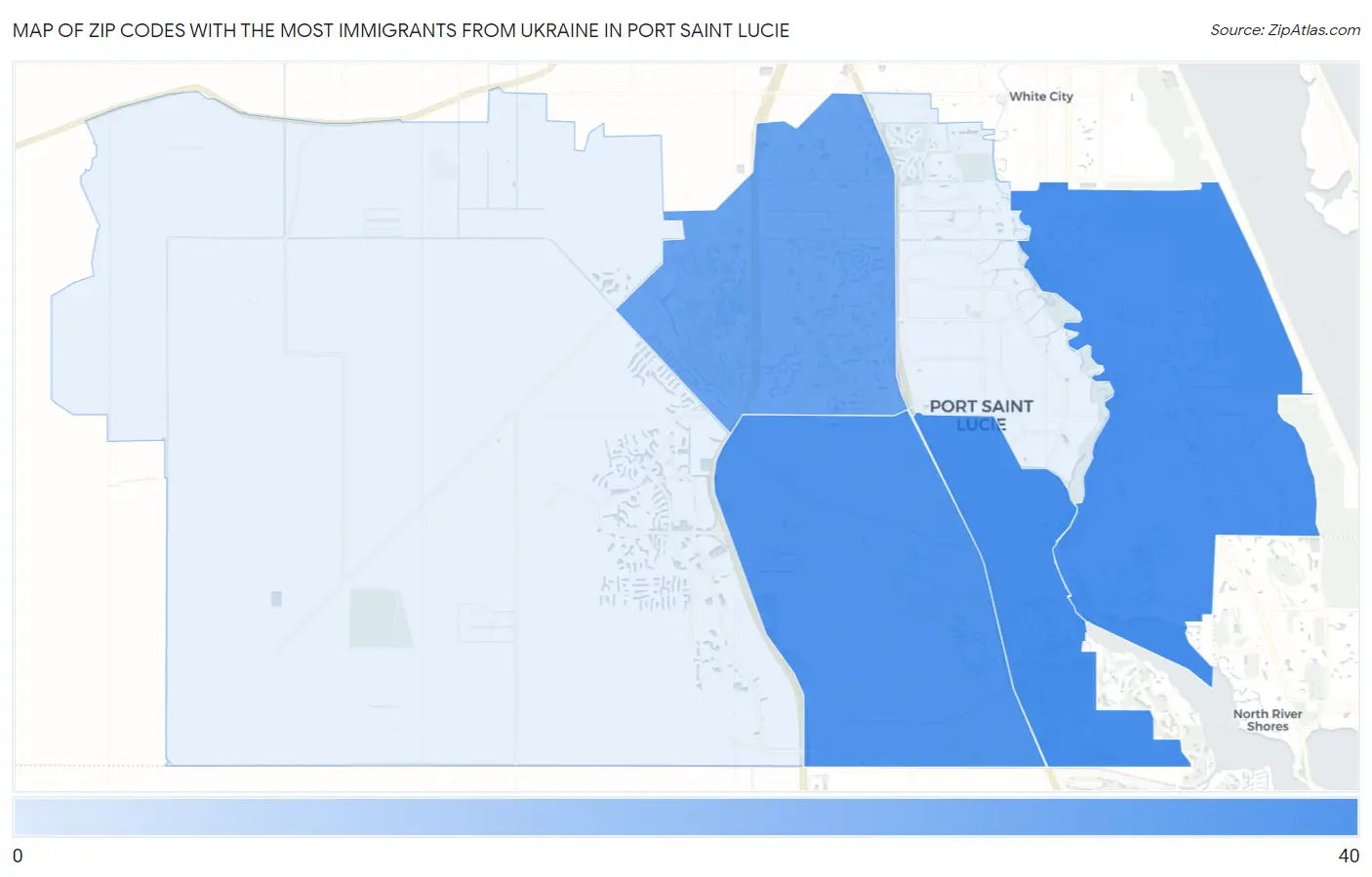 Zip Codes with the Most Immigrants from Ukraine in Port Saint Lucie Map
