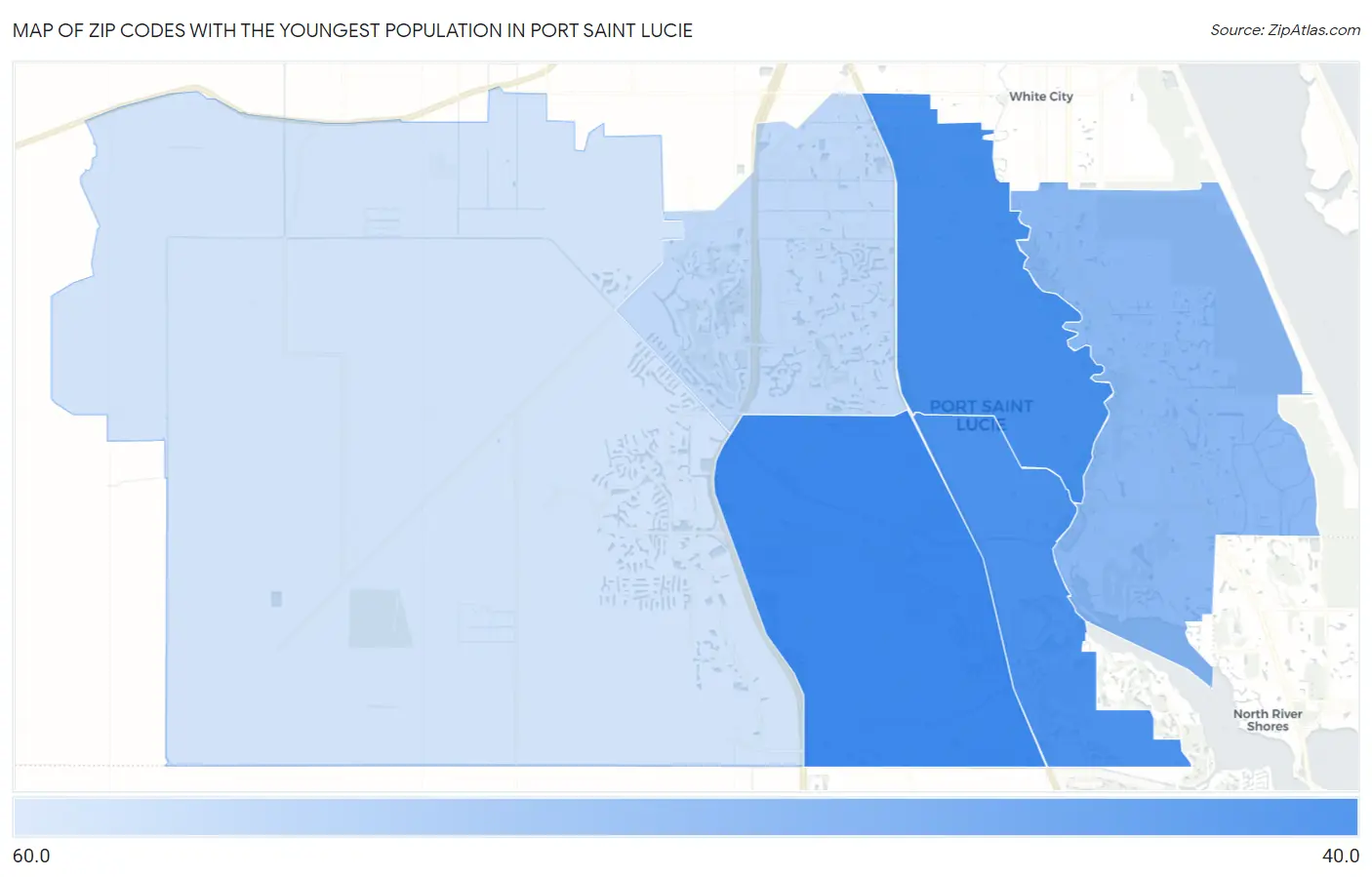 Zip Codes with the Youngest Population in Port Saint Lucie Map