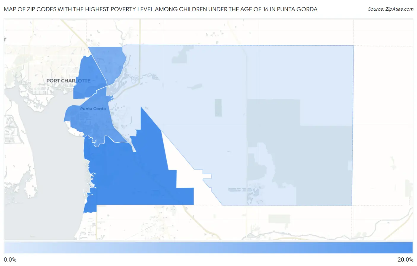 Zip Codes with the Highest Poverty Level Among Children Under the Age of 16 in Punta Gorda Map