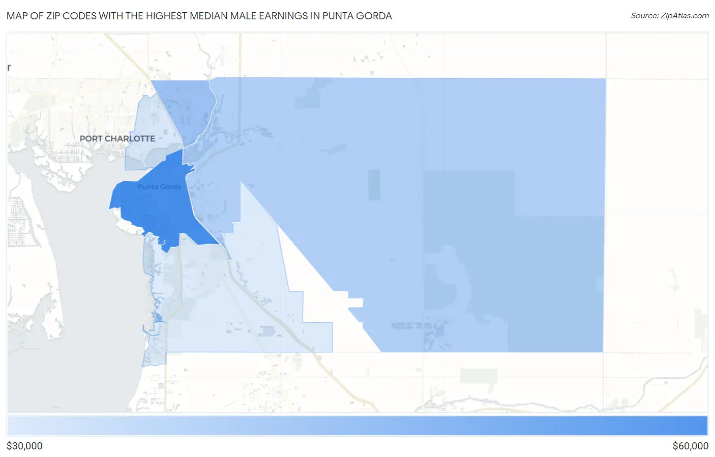 Zip Codes with the Highest Median Male Earnings in Punta Gorda Map