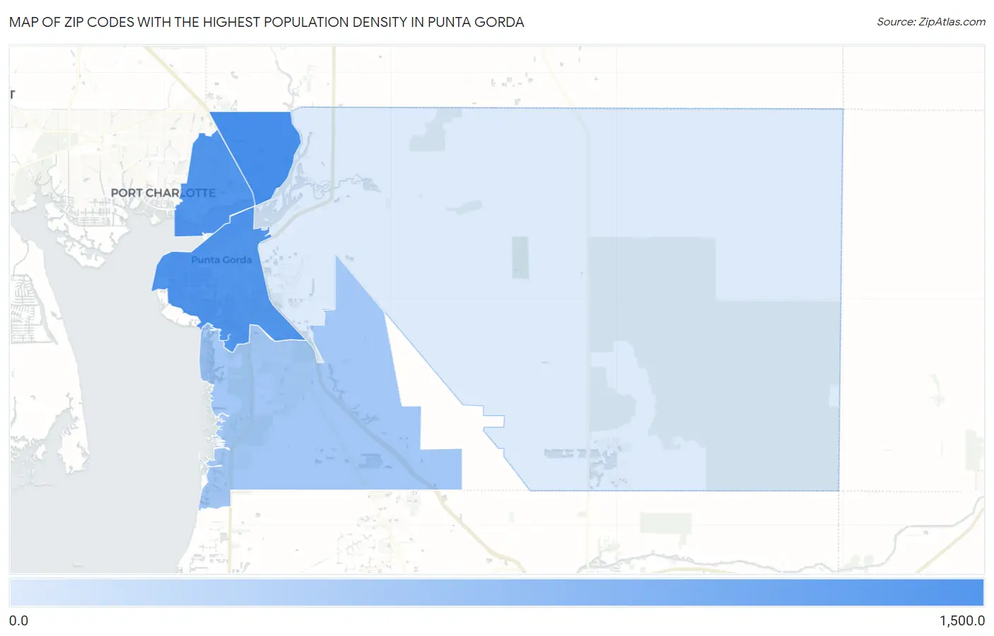 Zip Codes with the Highest Population Density in Punta Gorda Map