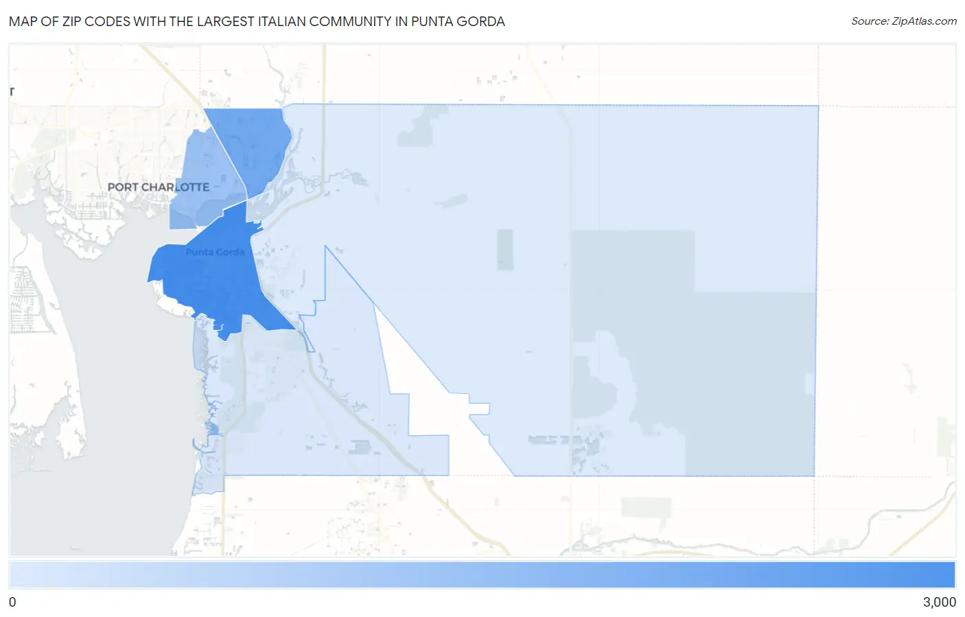Zip Codes with the Largest Italian Community in Punta Gorda Map