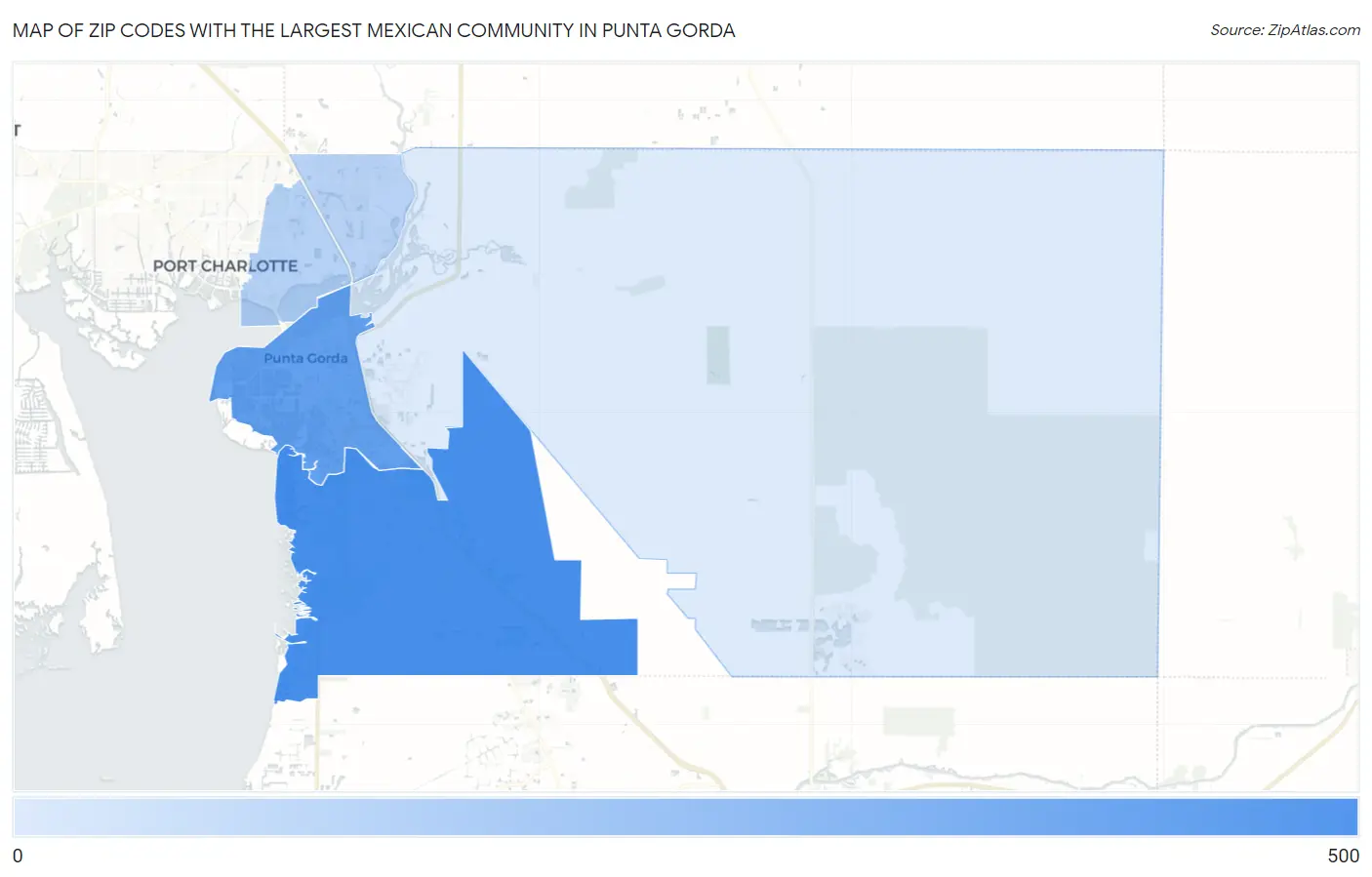 Zip Codes with the Largest Mexican Community in Punta Gorda Map