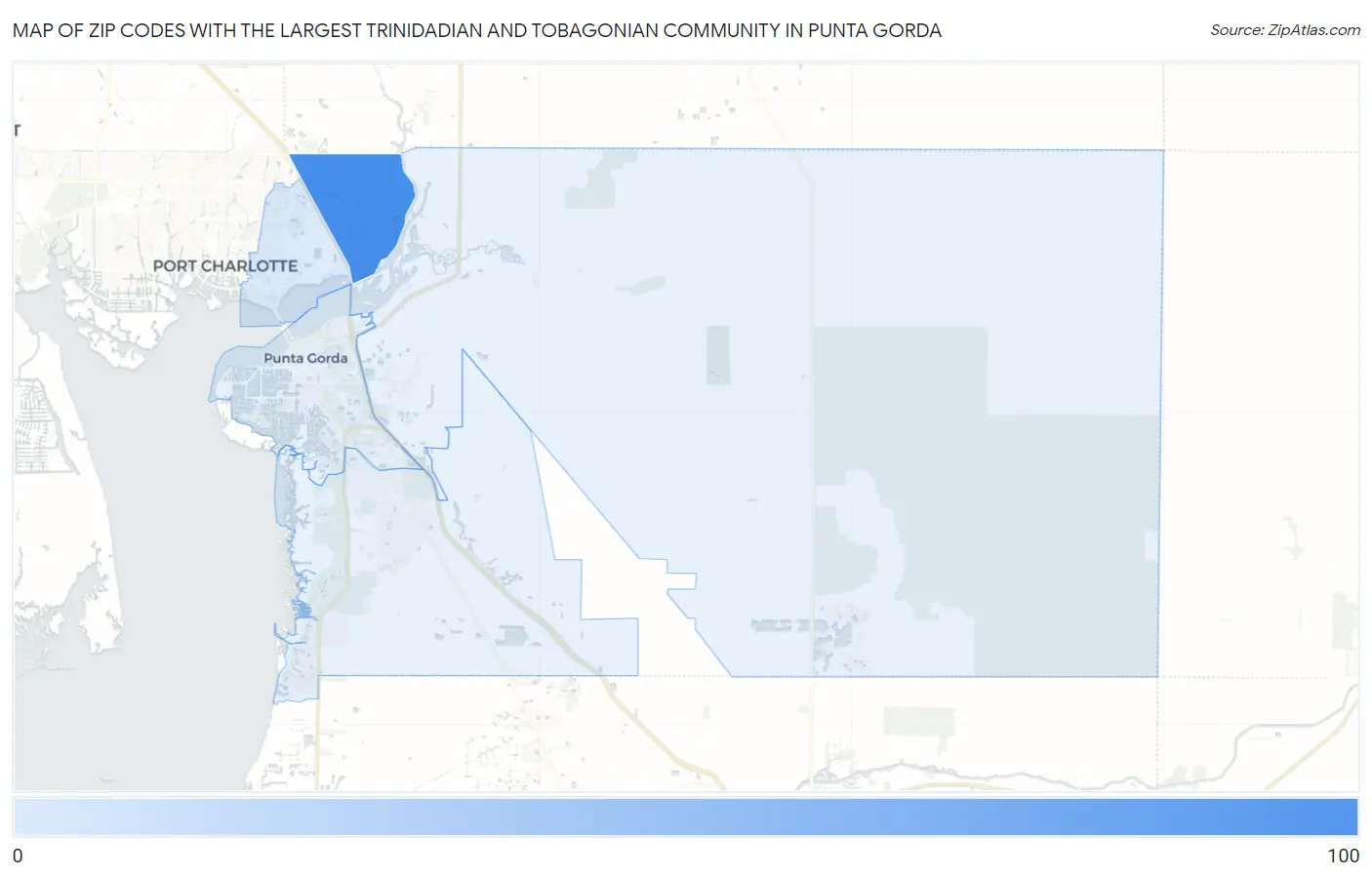 Zip Codes with the Largest Trinidadian and Tobagonian Community in Punta Gorda Map