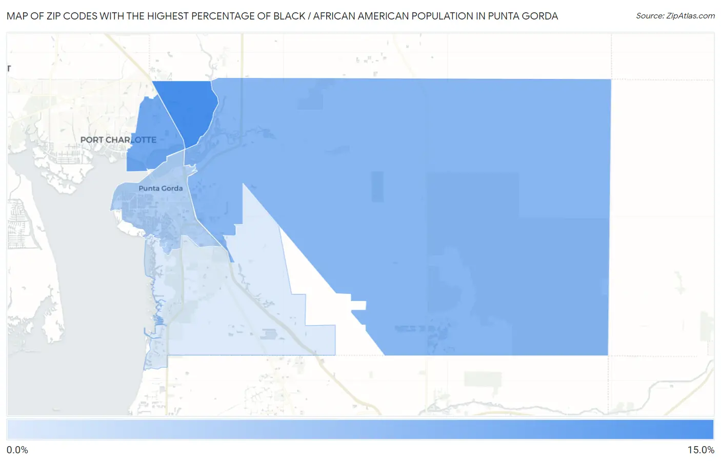 Zip Codes with the Highest Percentage of Black / African American Population in Punta Gorda Map