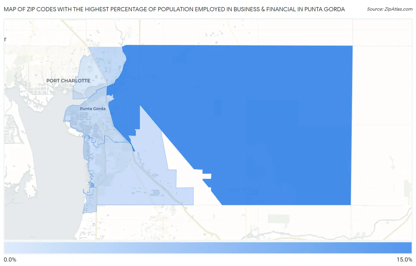 Zip Codes with the Highest Percentage of Population Employed in Business & Financial in Punta Gorda Map