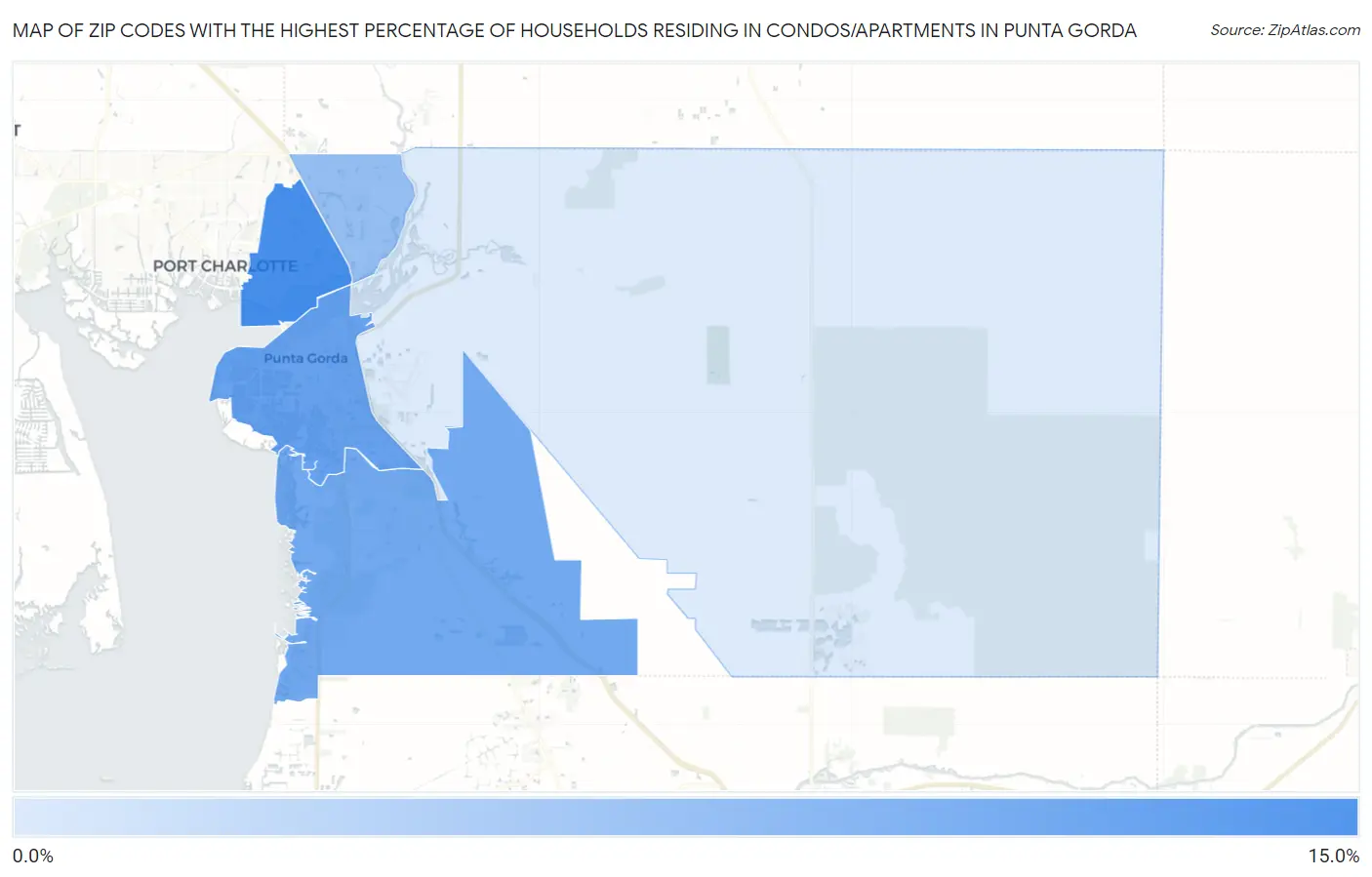 Zip Codes with the Highest Percentage of Households Residing in Condos/Apartments in Punta Gorda Map