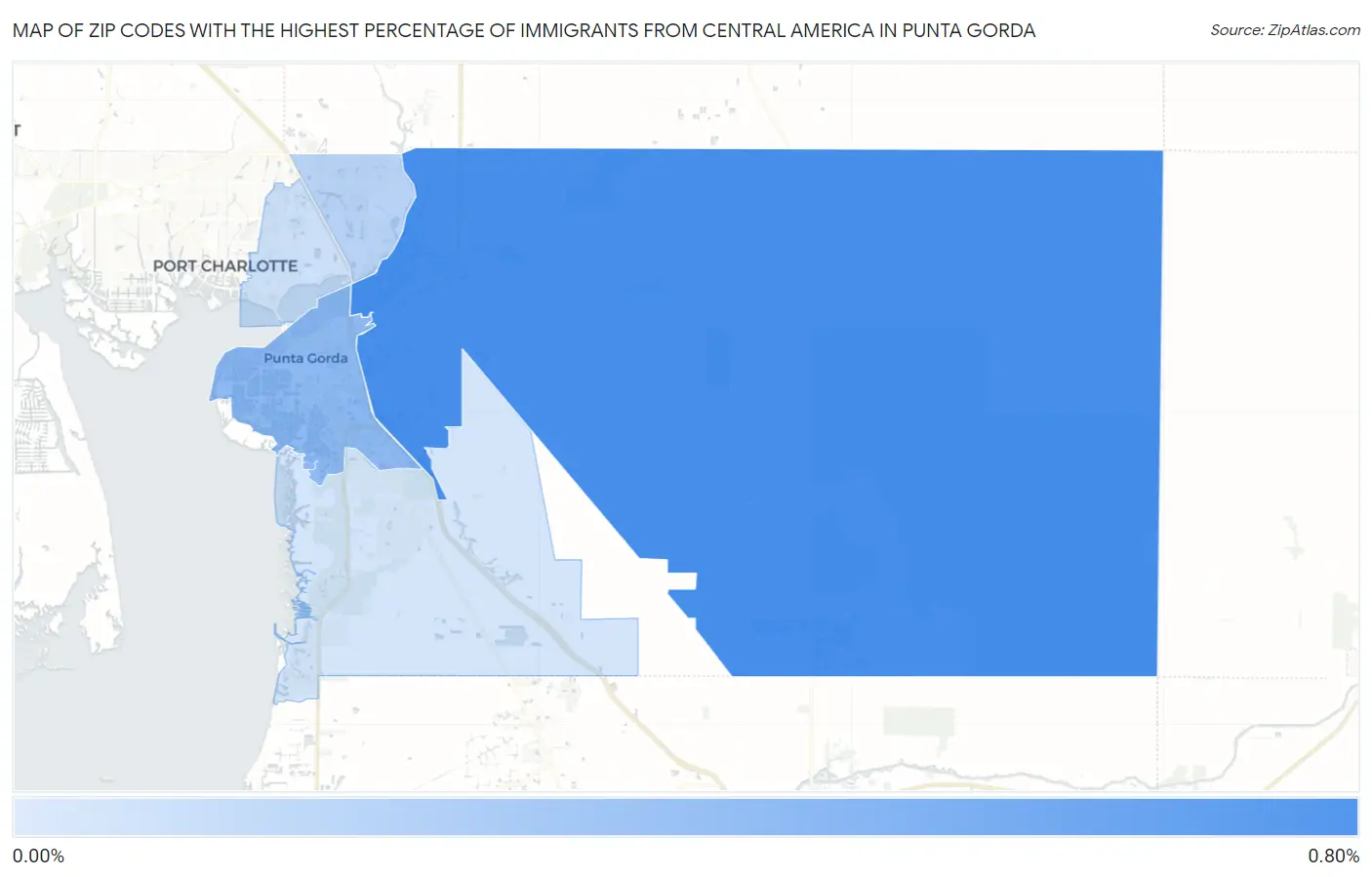 Zip Codes with the Highest Percentage of Immigrants from Central America in Punta Gorda Map