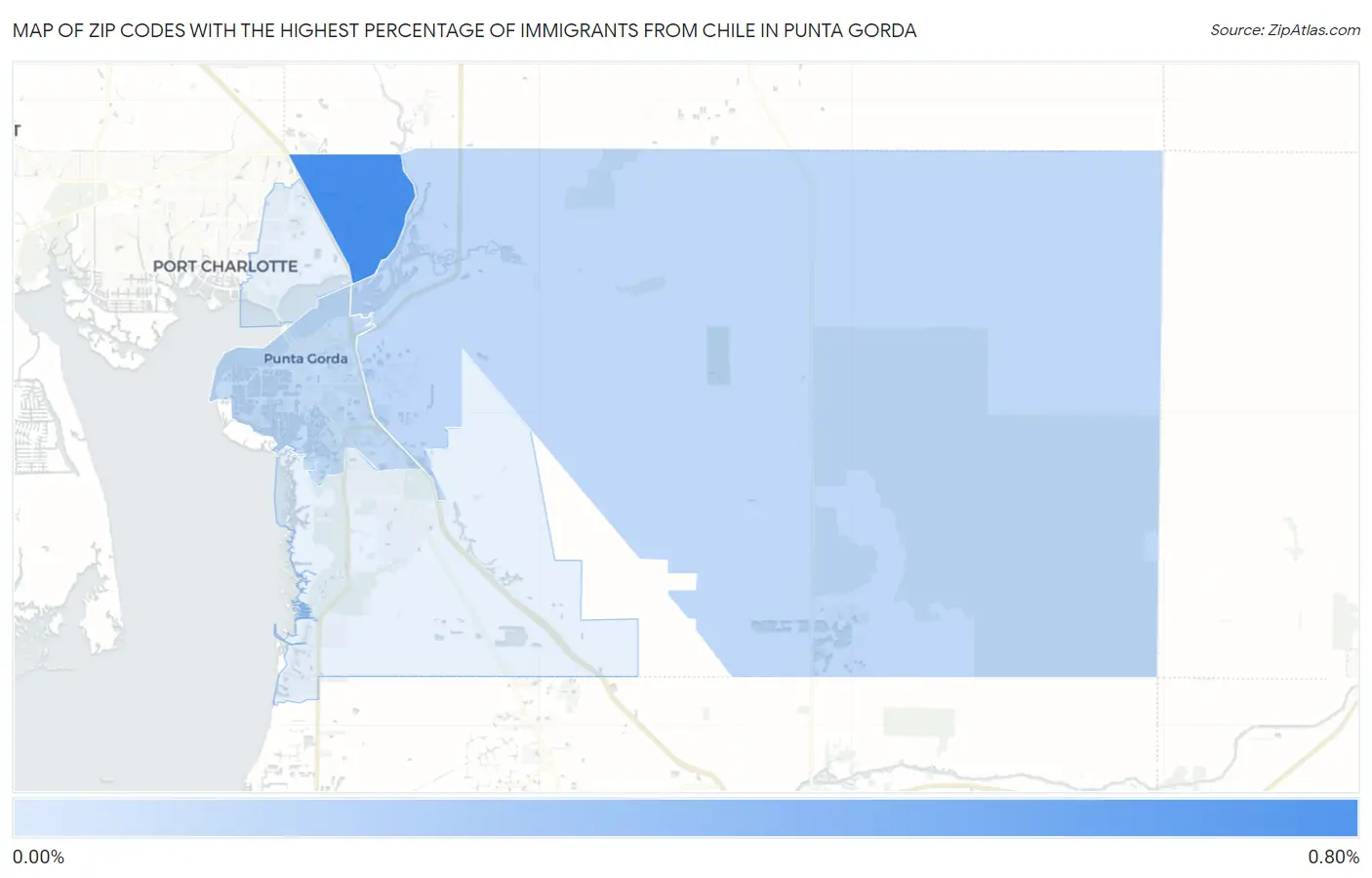 Zip Codes with the Highest Percentage of Immigrants from Chile in Punta Gorda Map