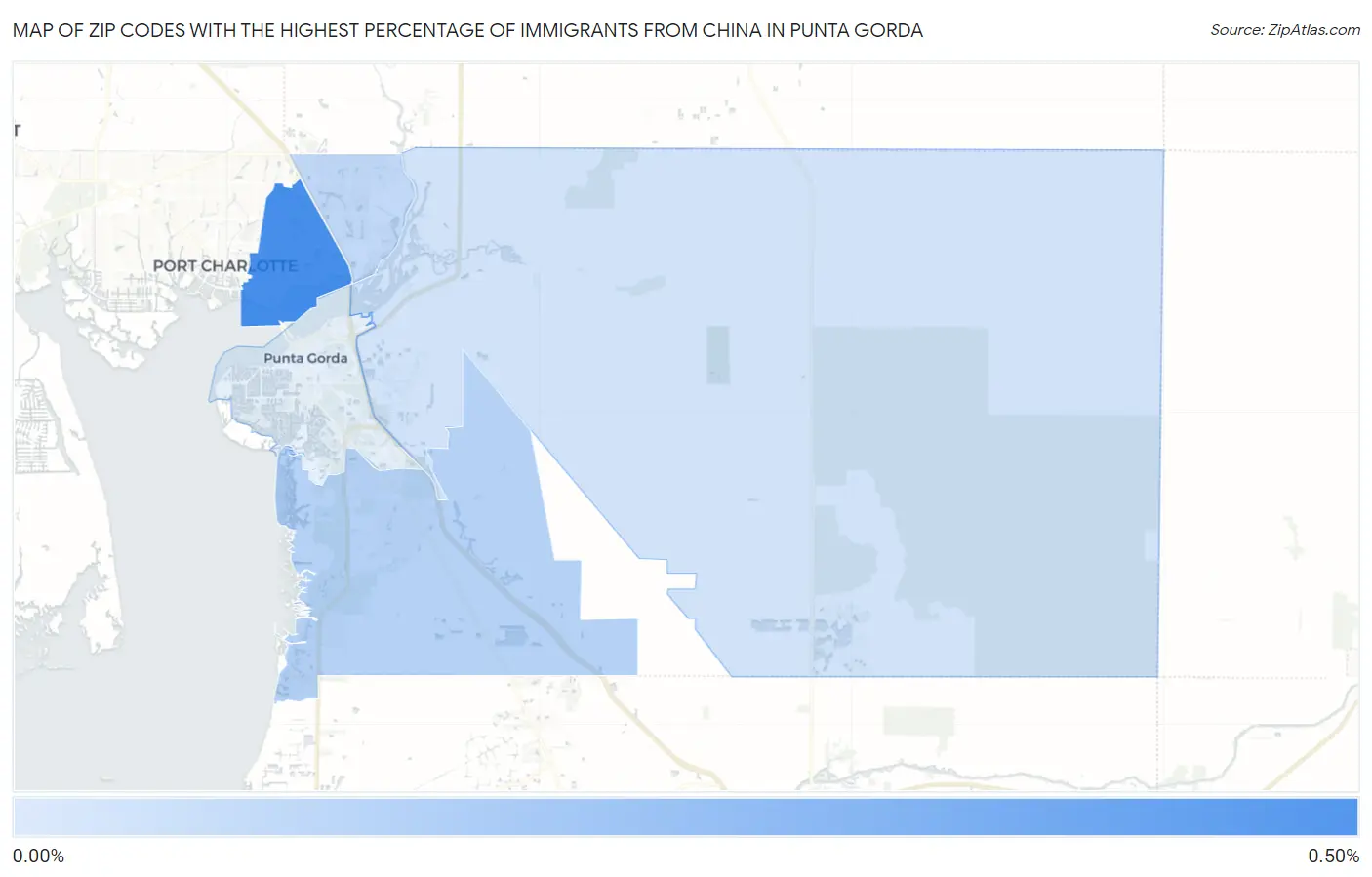 Zip Codes with the Highest Percentage of Immigrants from China in Punta Gorda Map