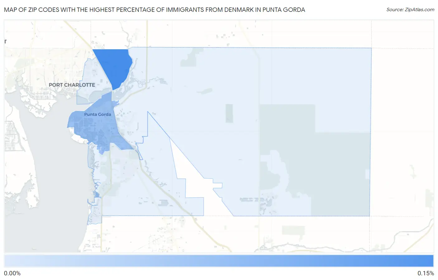 Zip Codes with the Highest Percentage of Immigrants from Denmark in Punta Gorda Map