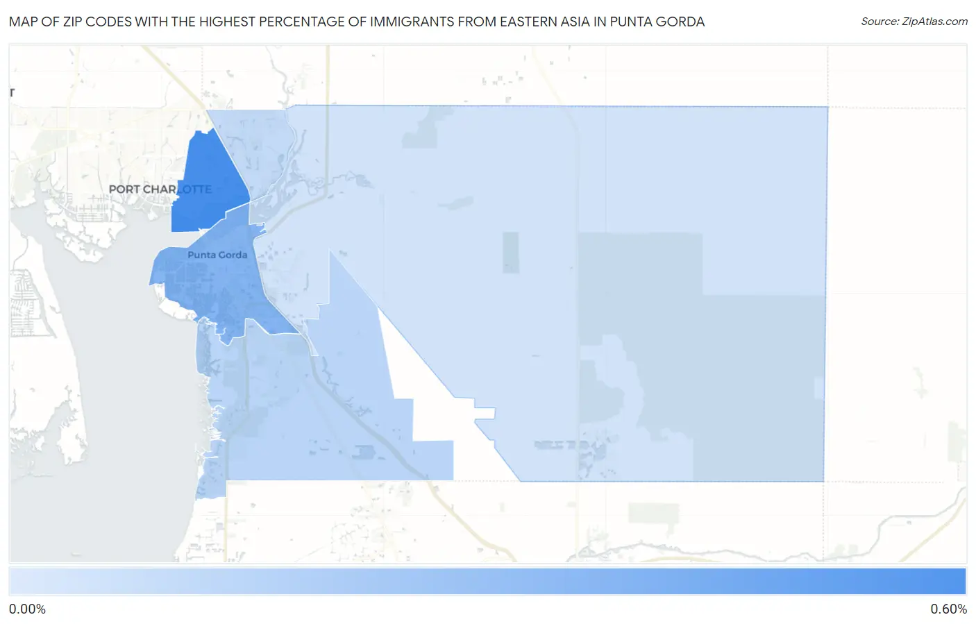 Zip Codes with the Highest Percentage of Immigrants from Eastern Asia in Punta Gorda Map