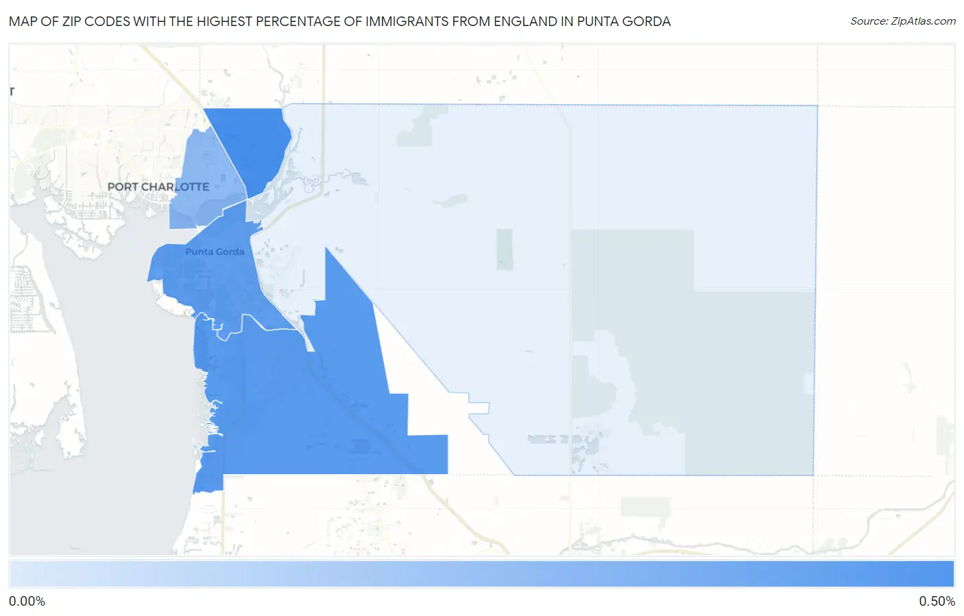 Zip Codes with the Highest Percentage of Immigrants from England in Punta Gorda Map