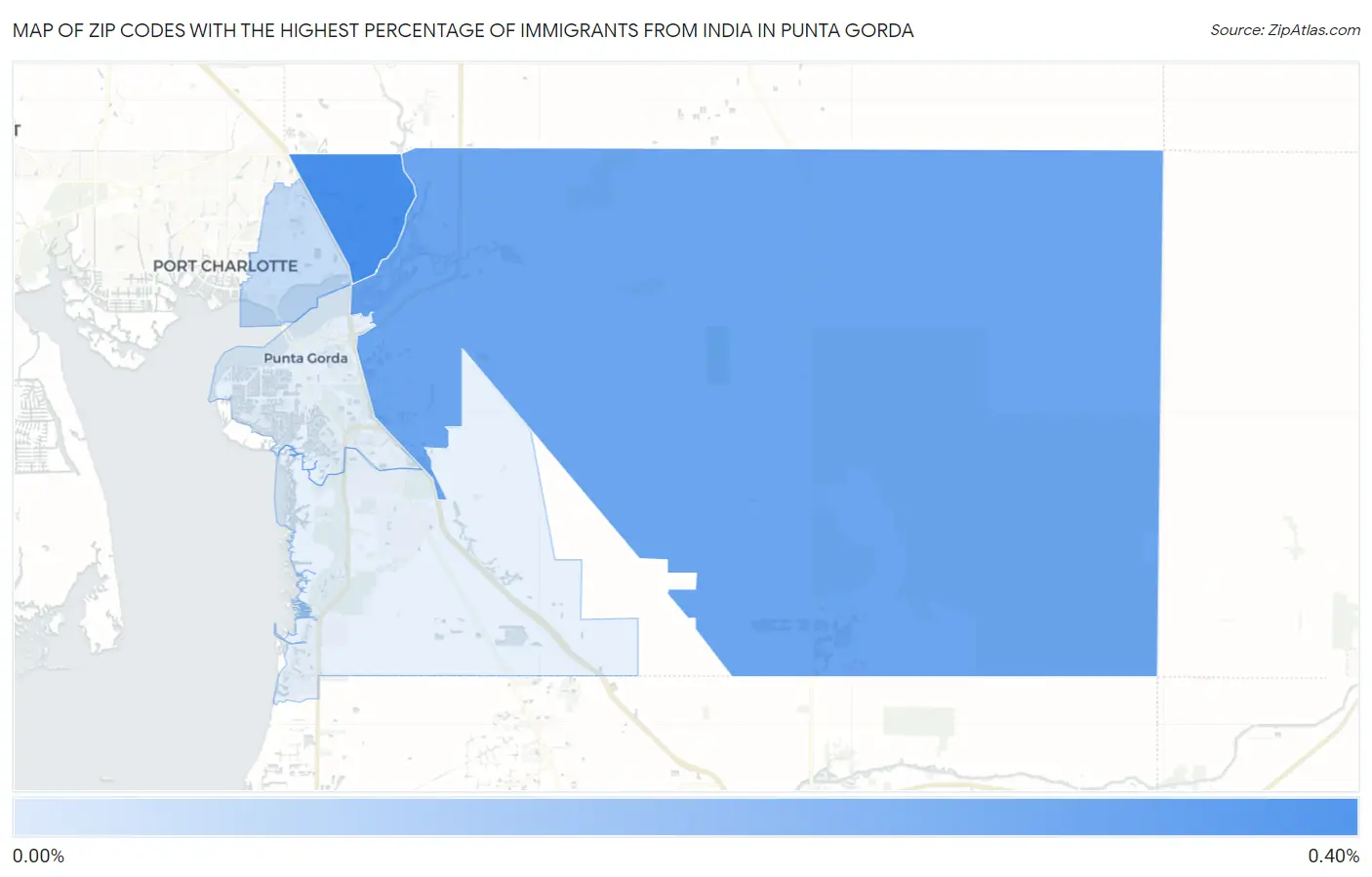 Zip Codes with the Highest Percentage of Immigrants from India in Punta Gorda Map